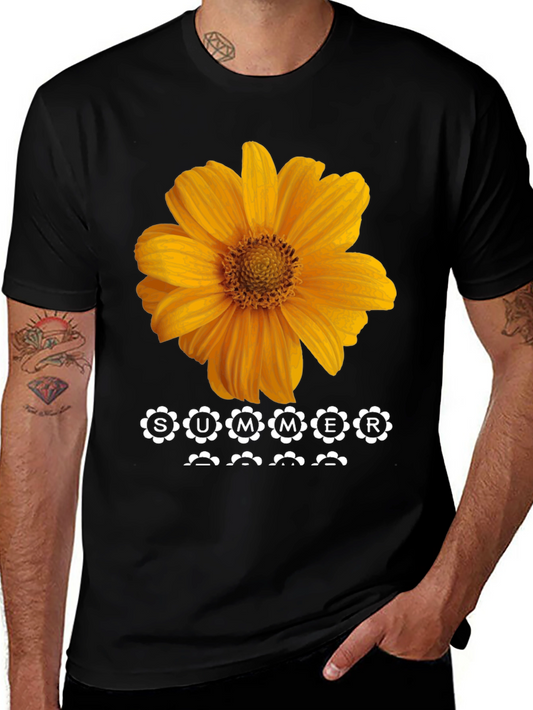 Summer Sunflower Graphic Tee - Black