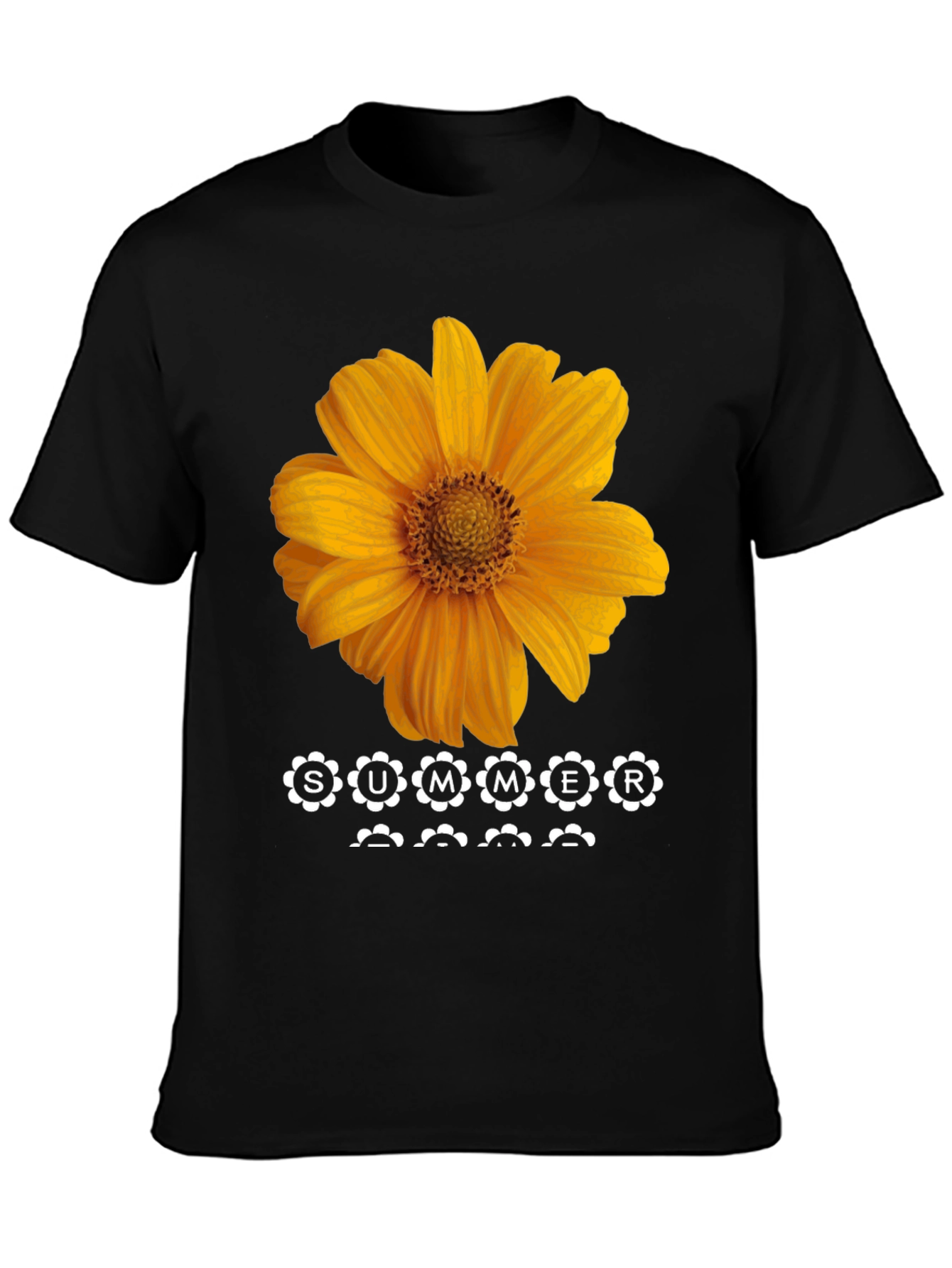 Summer Sunflower Graphic Tee - Black