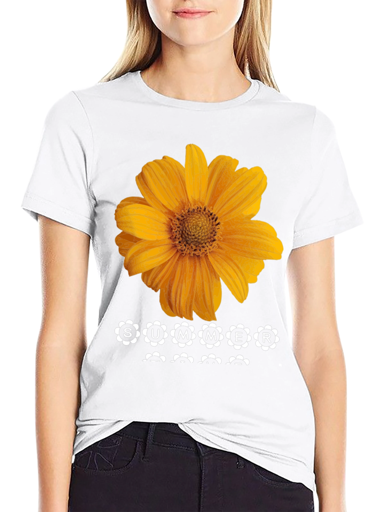 Summer Sunflower Graphic Tee - Black