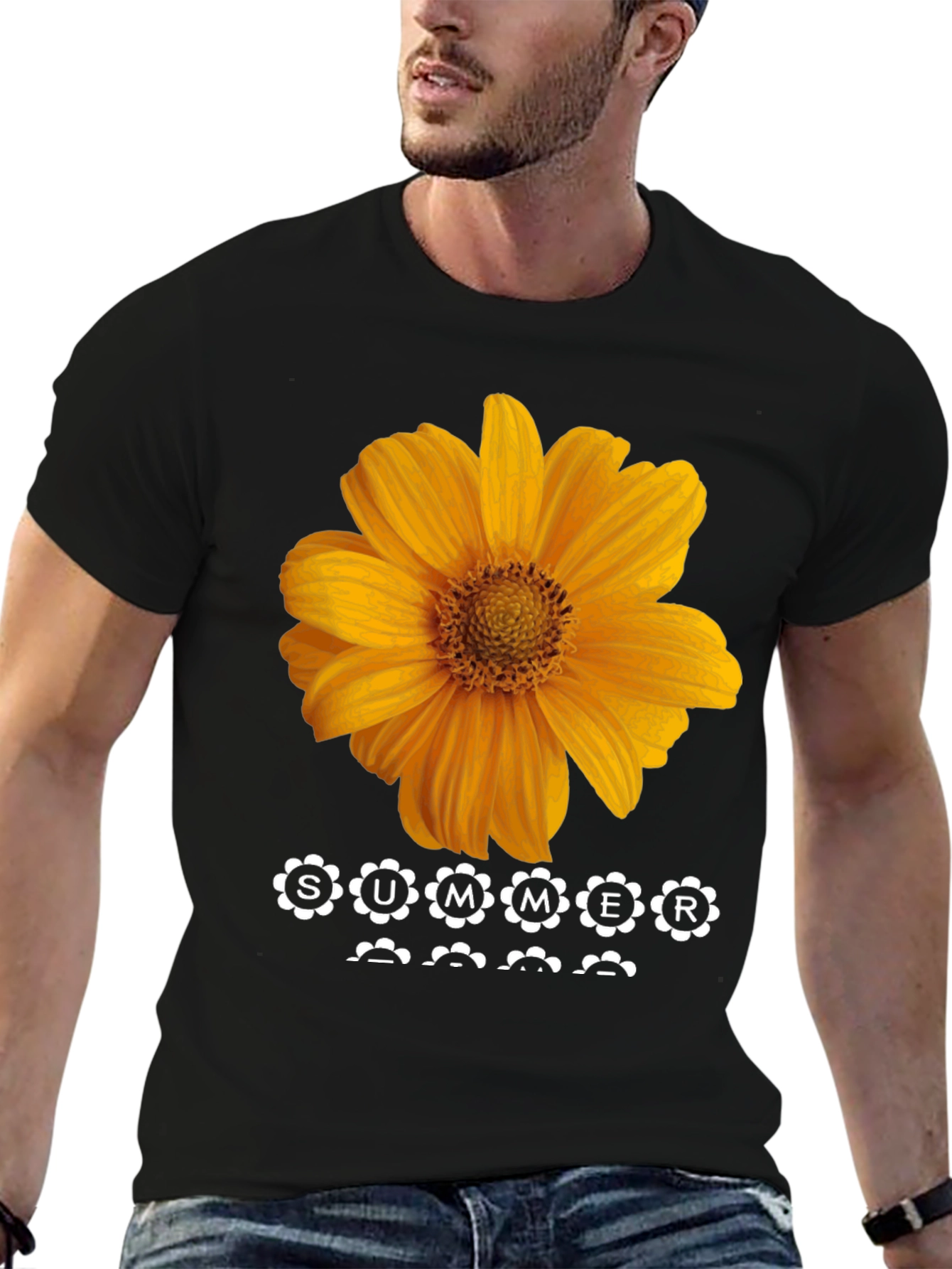 Summer Sunflower Graphic Tee - Black