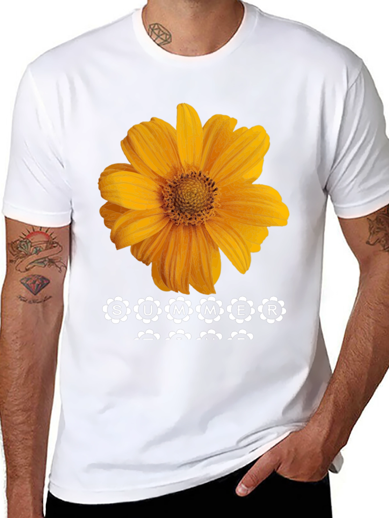 Summer Sunflower Graphic Tee - Black