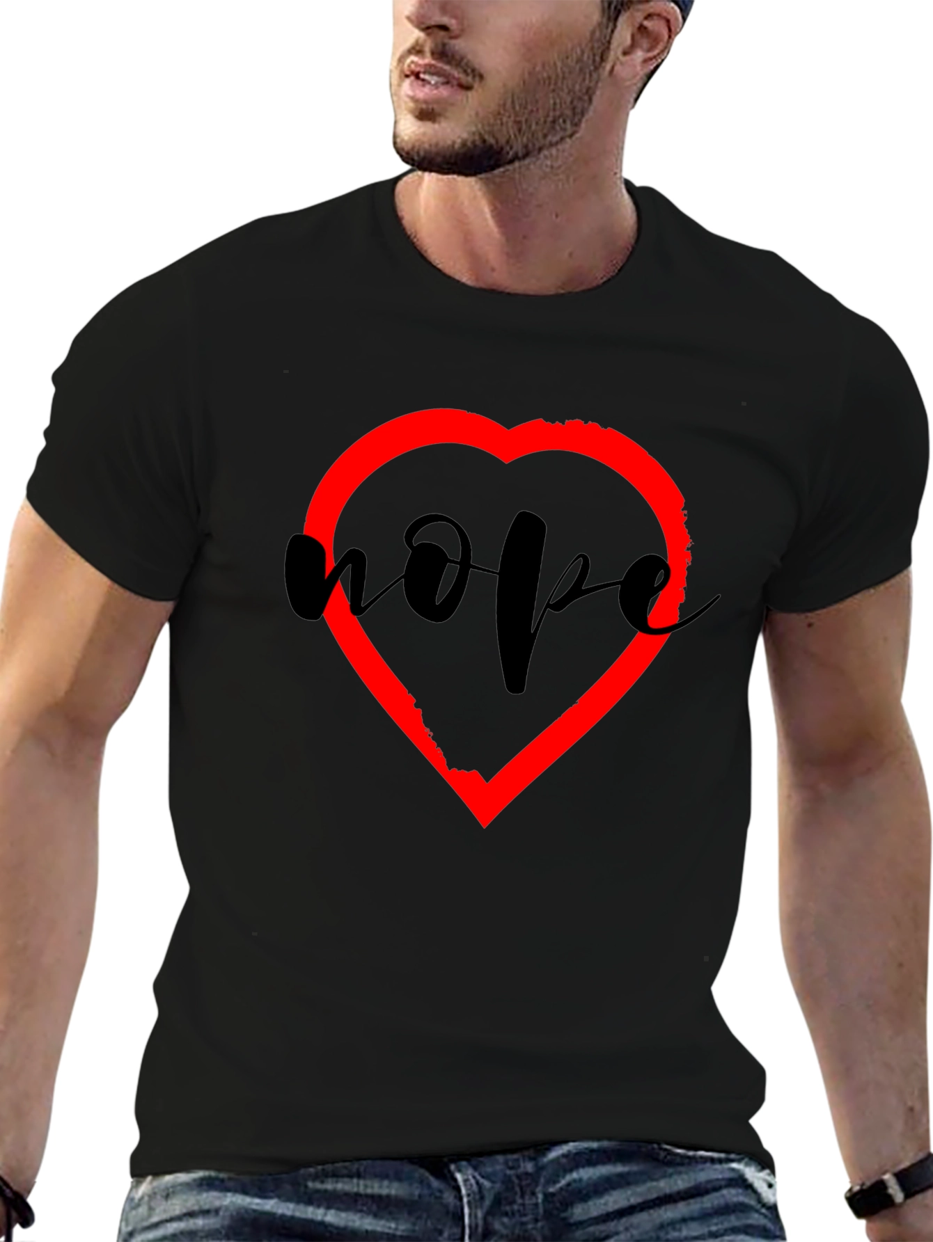 Hope Heart Graphic Tee - Unisex Black T-Shirt