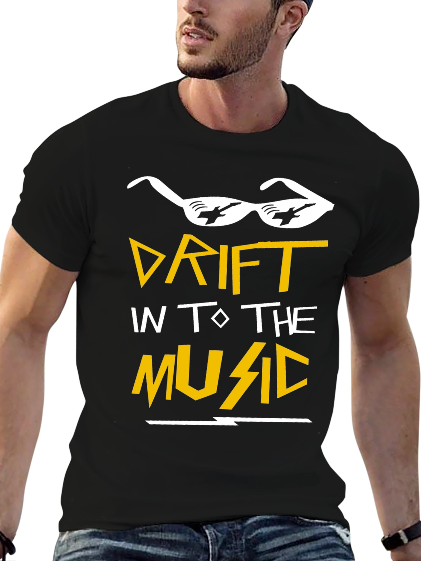 Drift Into the Music Graphic Tee - Black