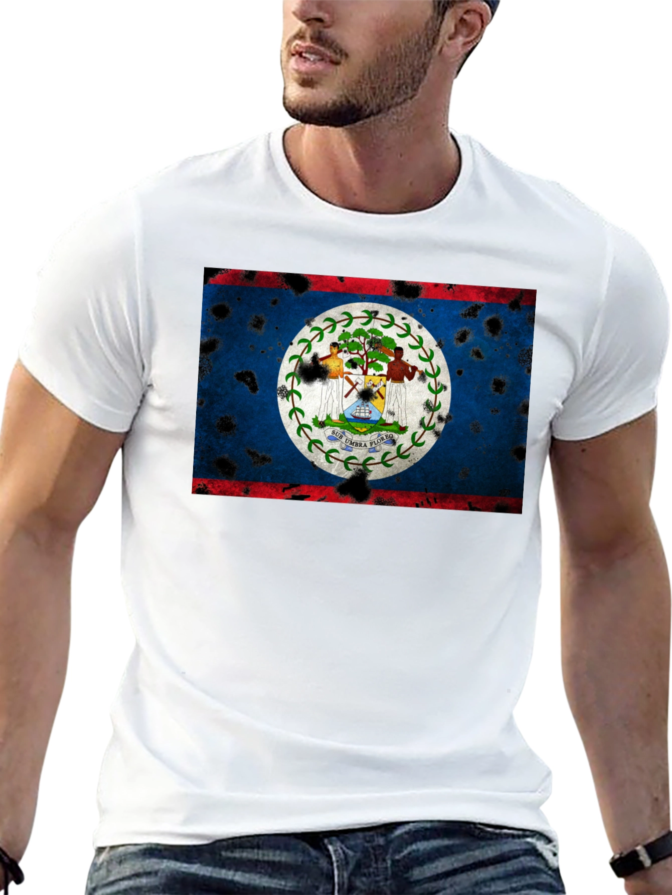 Belize Flag Distressed Graphic T-Shirt