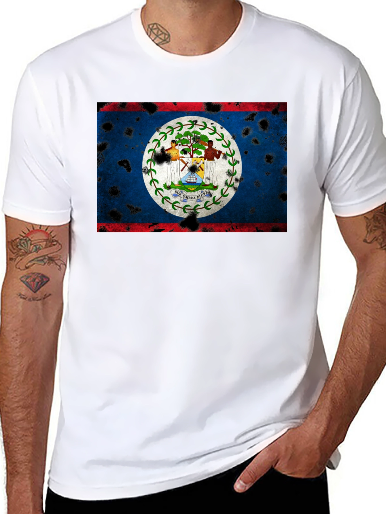 Belize Flag Distressed Graphic T-Shirt