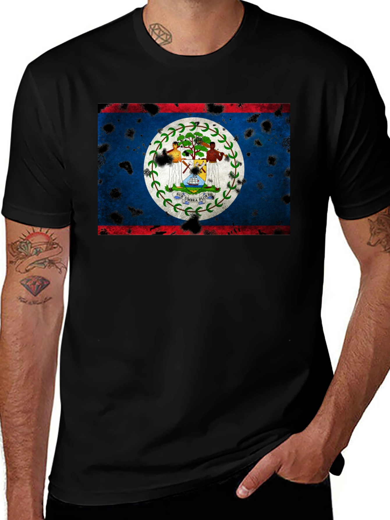 Belize Flag Distressed Graphic T-Shirt