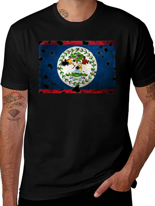 Belize Flag Distressed Graphic T-Shirt