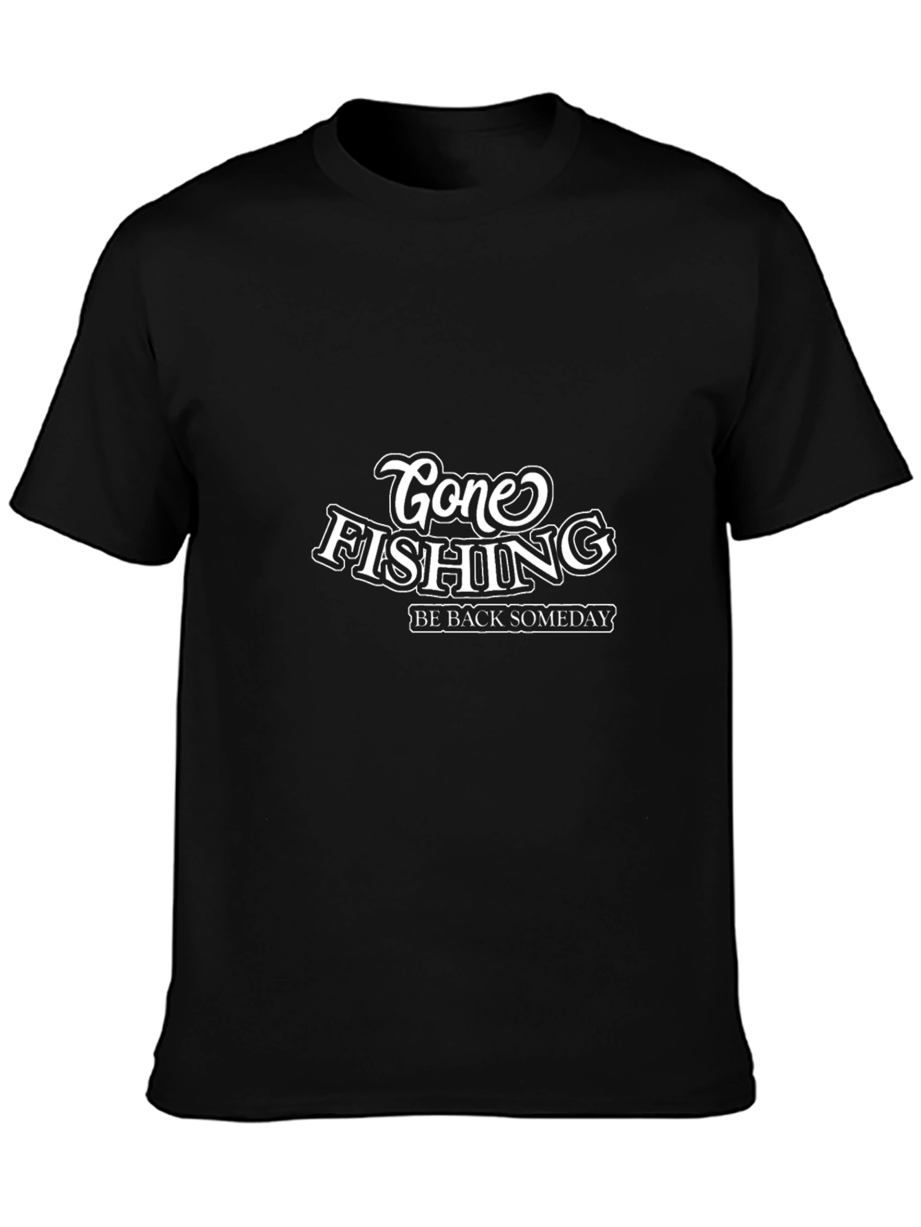 Gone Fishing T-Shirt - Black Graphic Tee