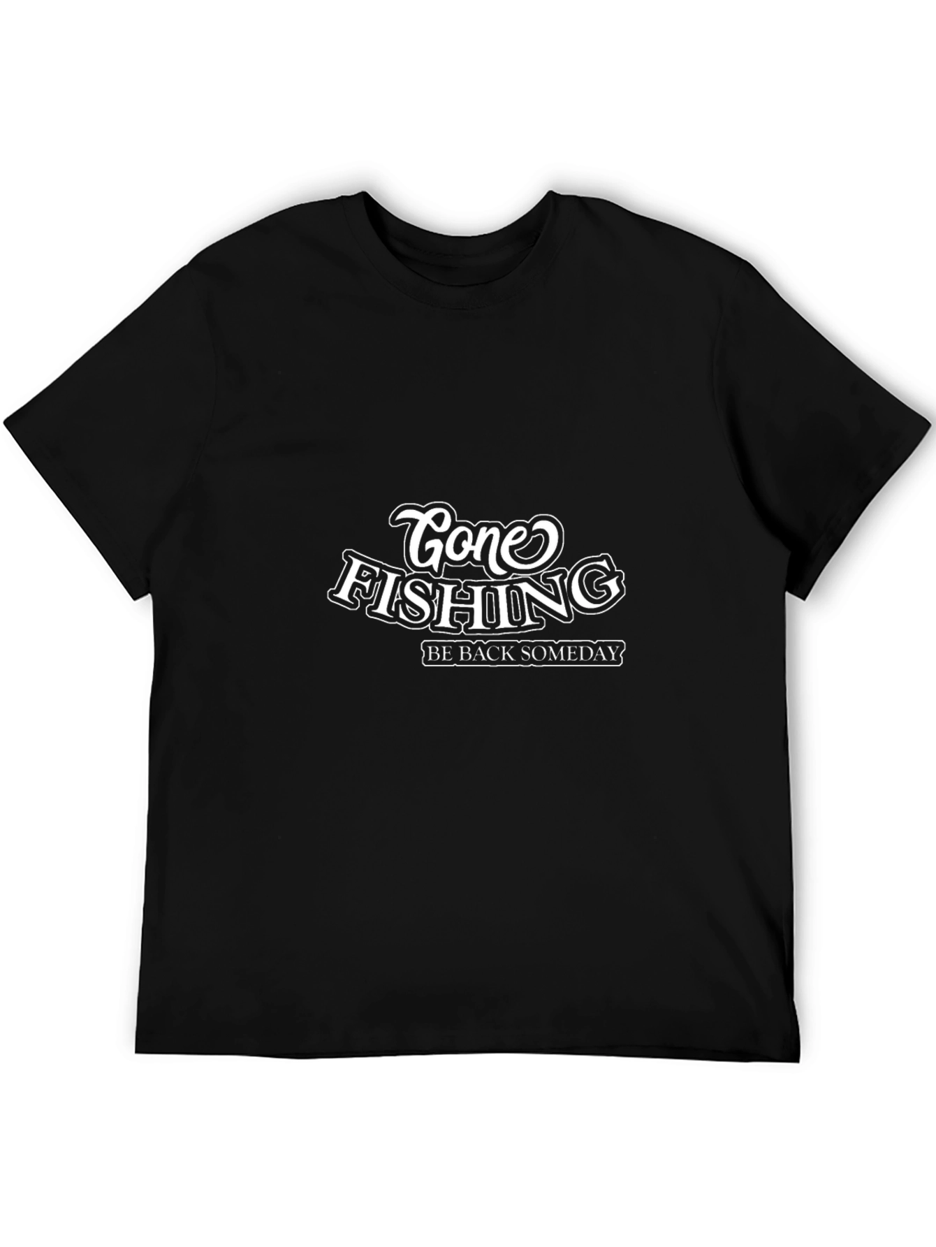 Gone Fishing T-Shirt - Black Graphic Tee
