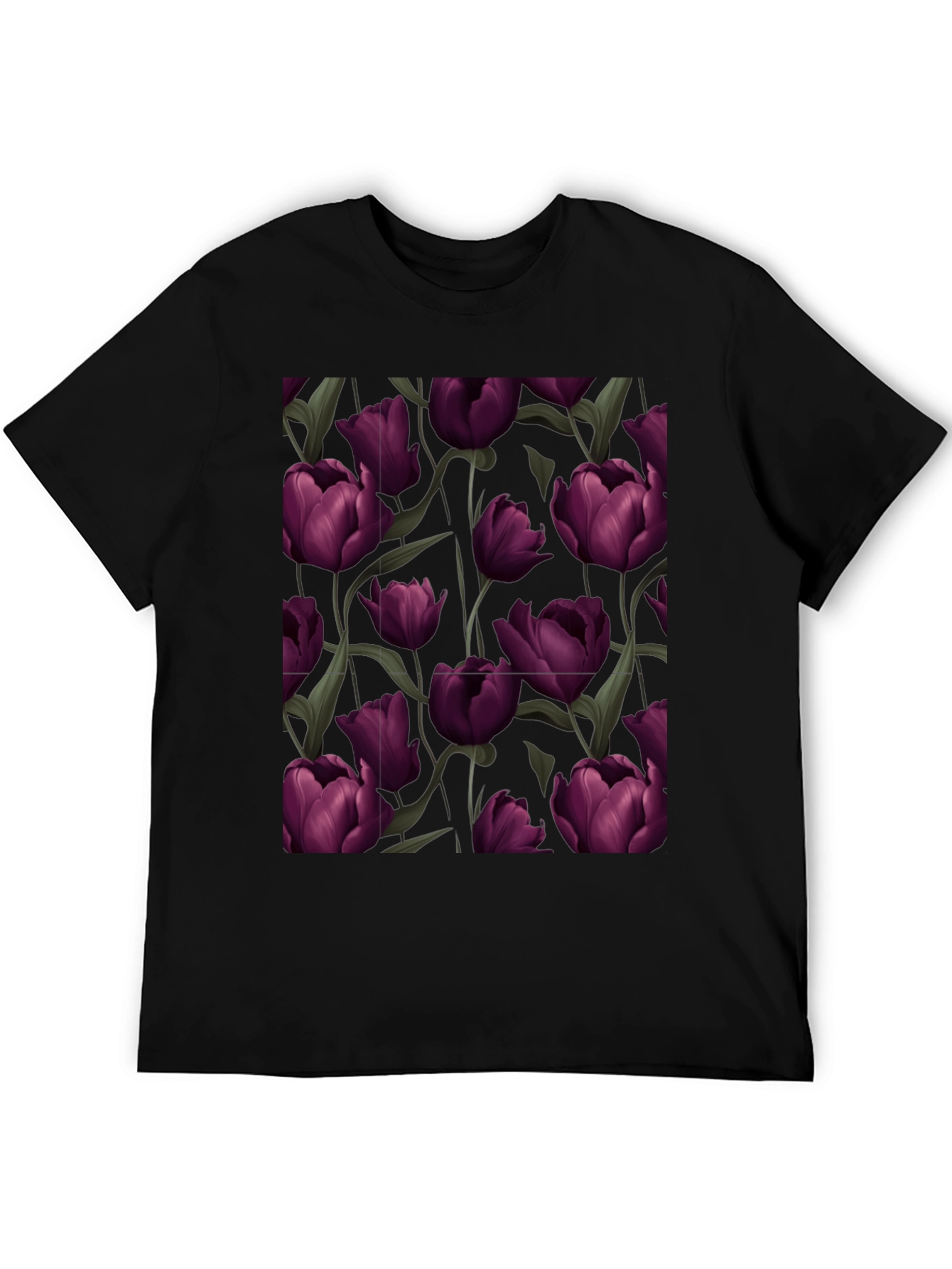 Floral Patterned Black T-Shirt