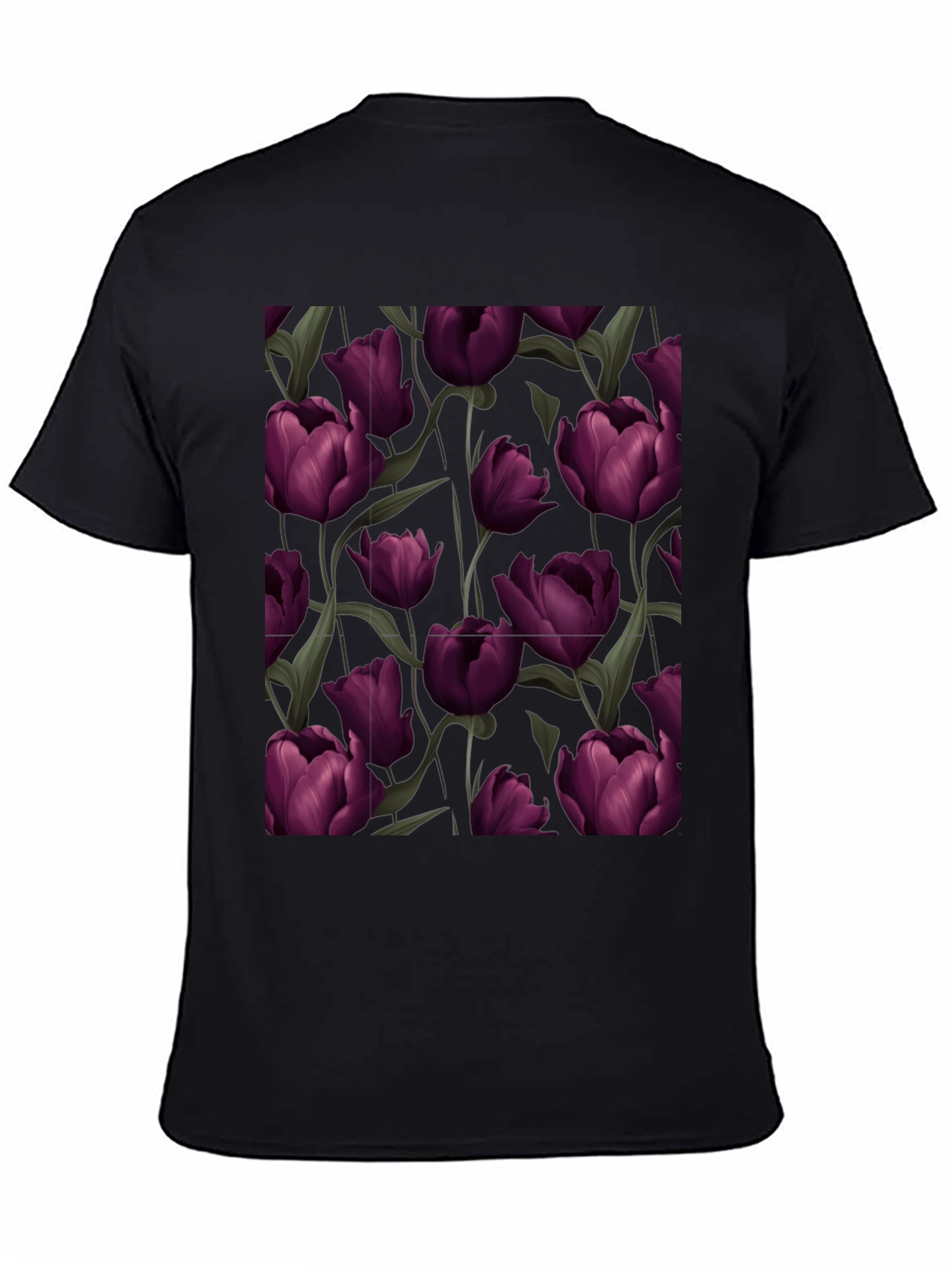 Floral Patterned Black T-Shirt