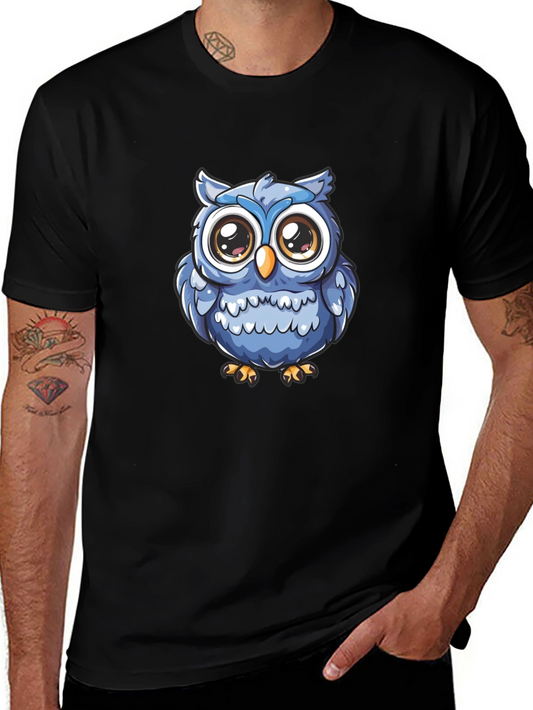 Cute Owl Graphic T-Shirt - Black