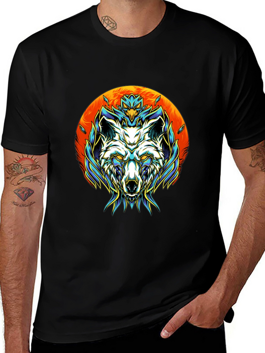 Wolf Graphic Tee - Black Cotton Blend Unique Design