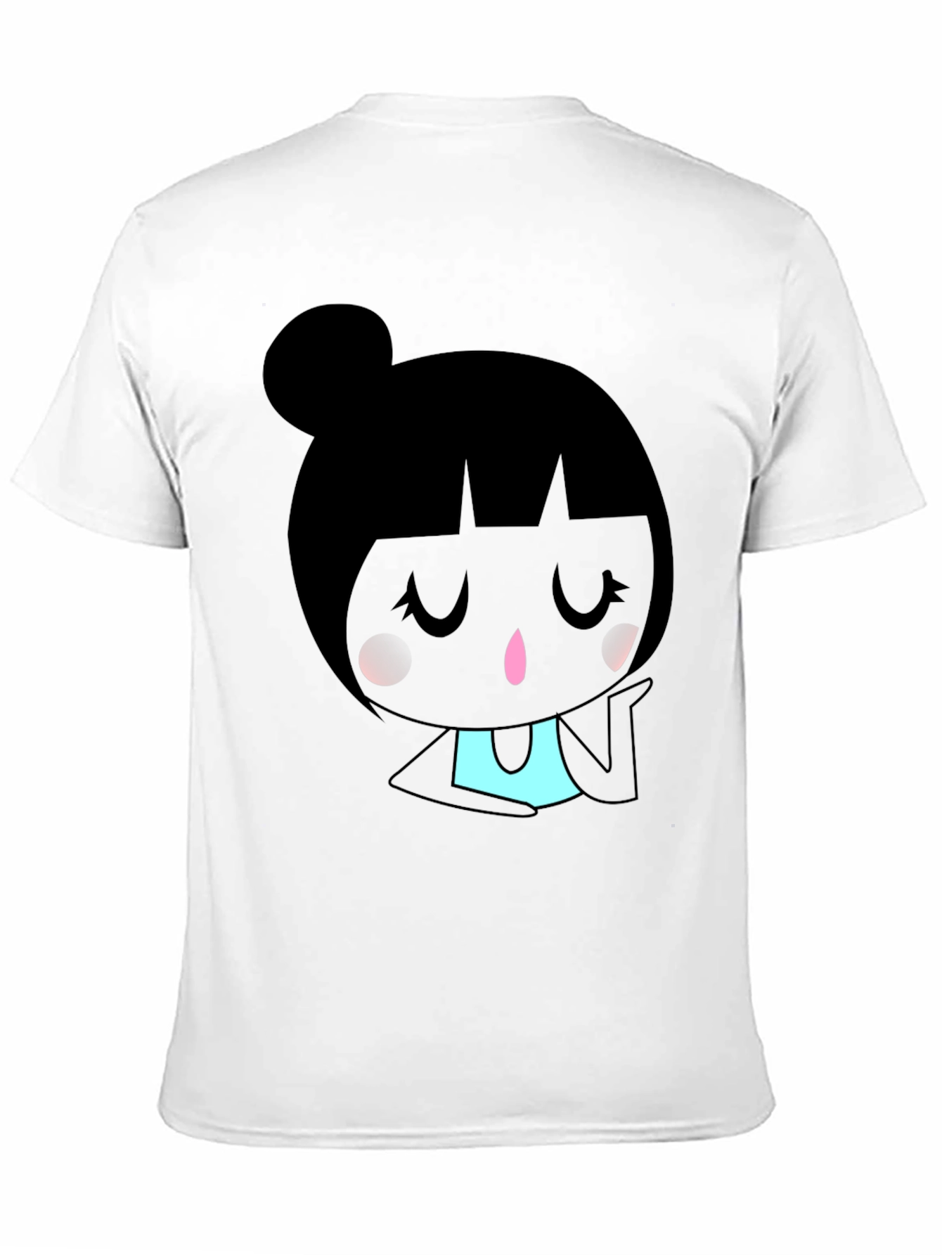 Kawaii Girl Graphic Tee - Black Cotton Blend