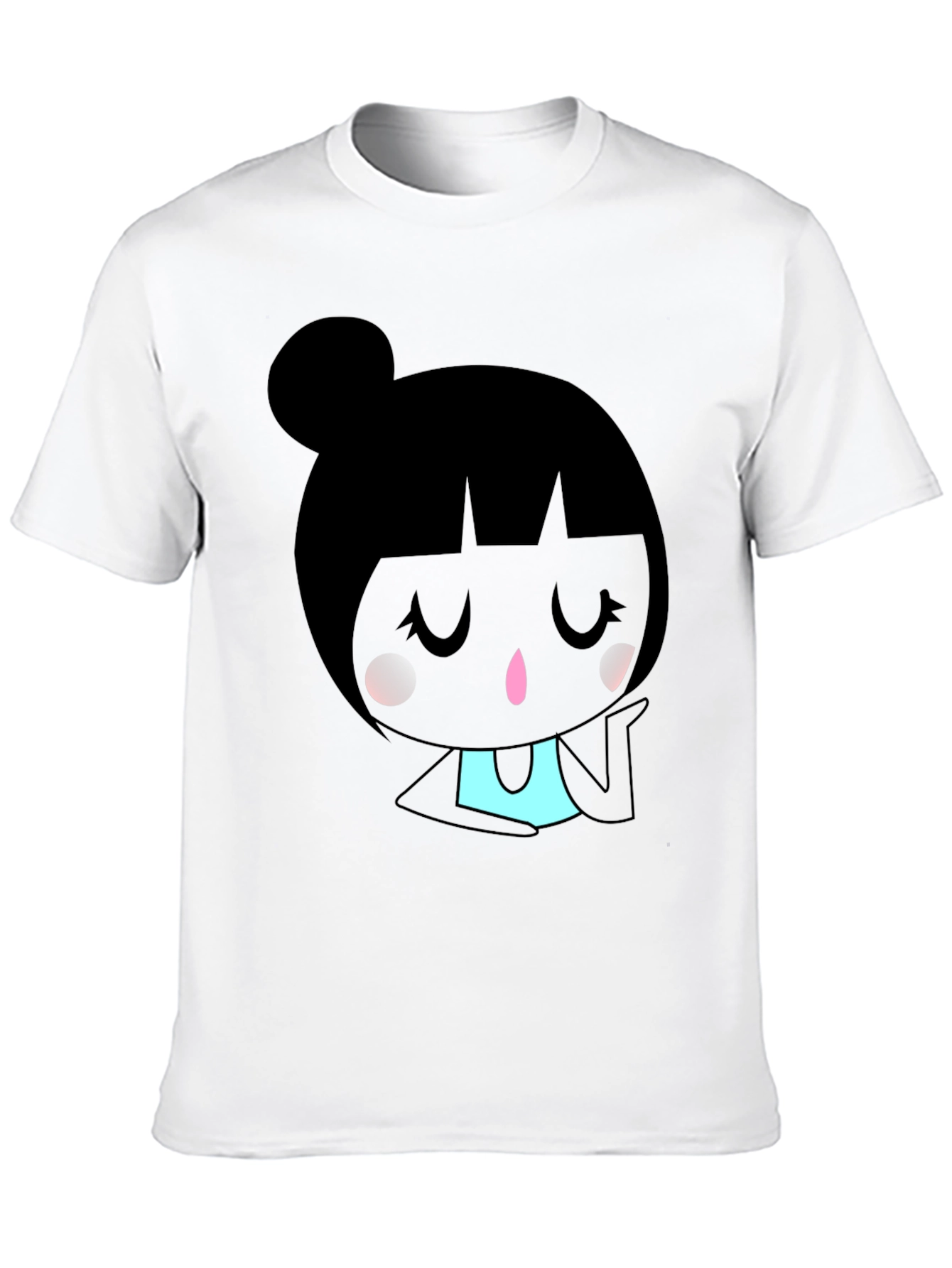 Kawaii Girl Graphic Tee - Black Cotton Blend