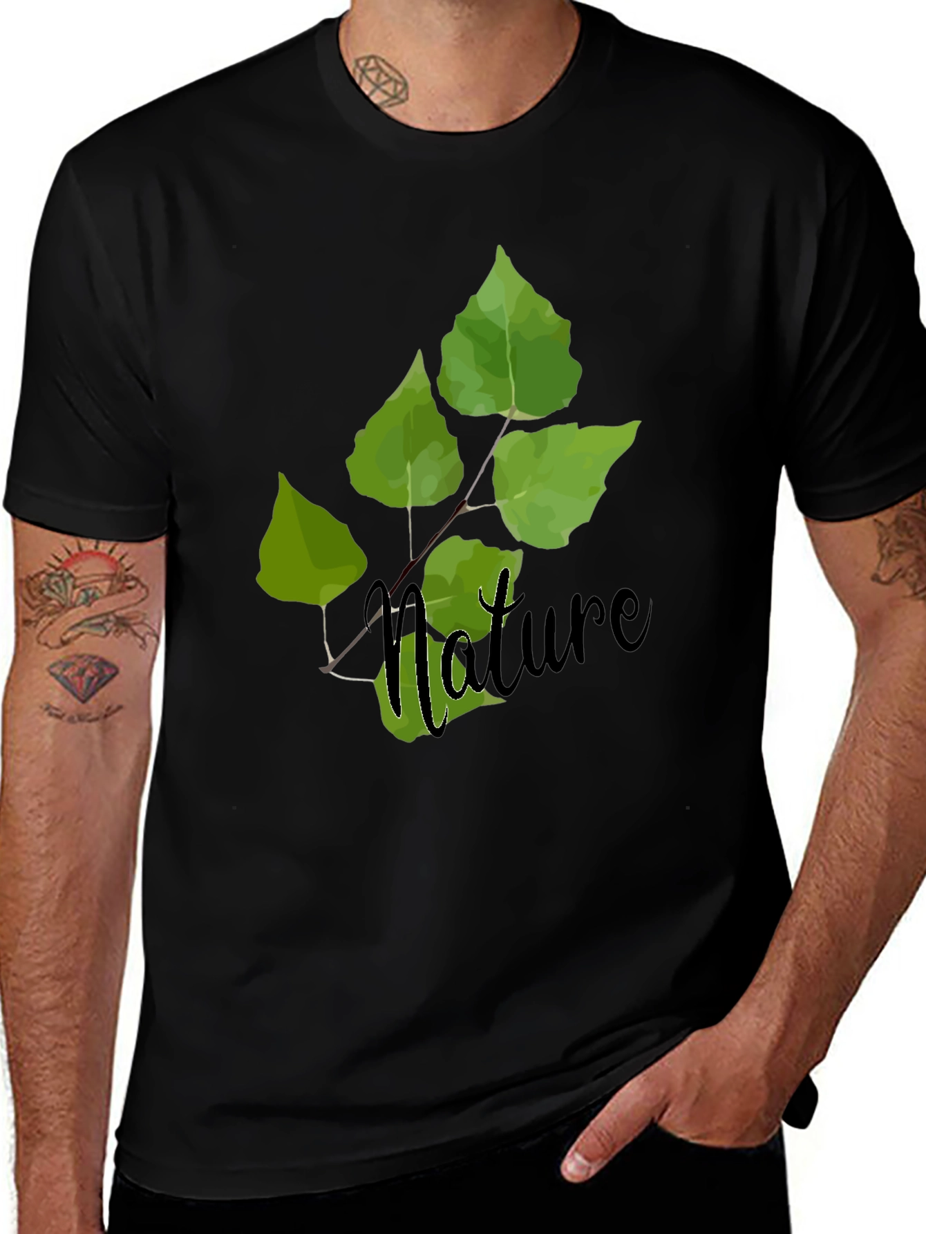 Nature Leaf Graphic Tee - Soft Cotton Blend T-Shirt