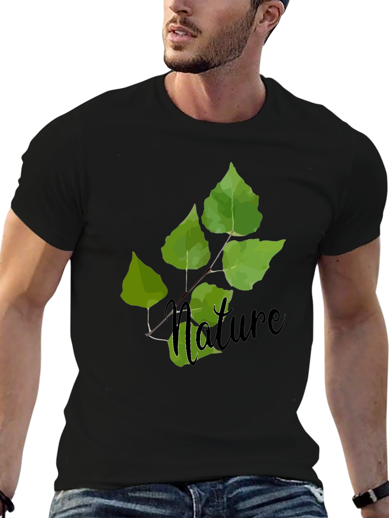Nature Leaf Graphic Tee - Soft Cotton Blend T-Shirt