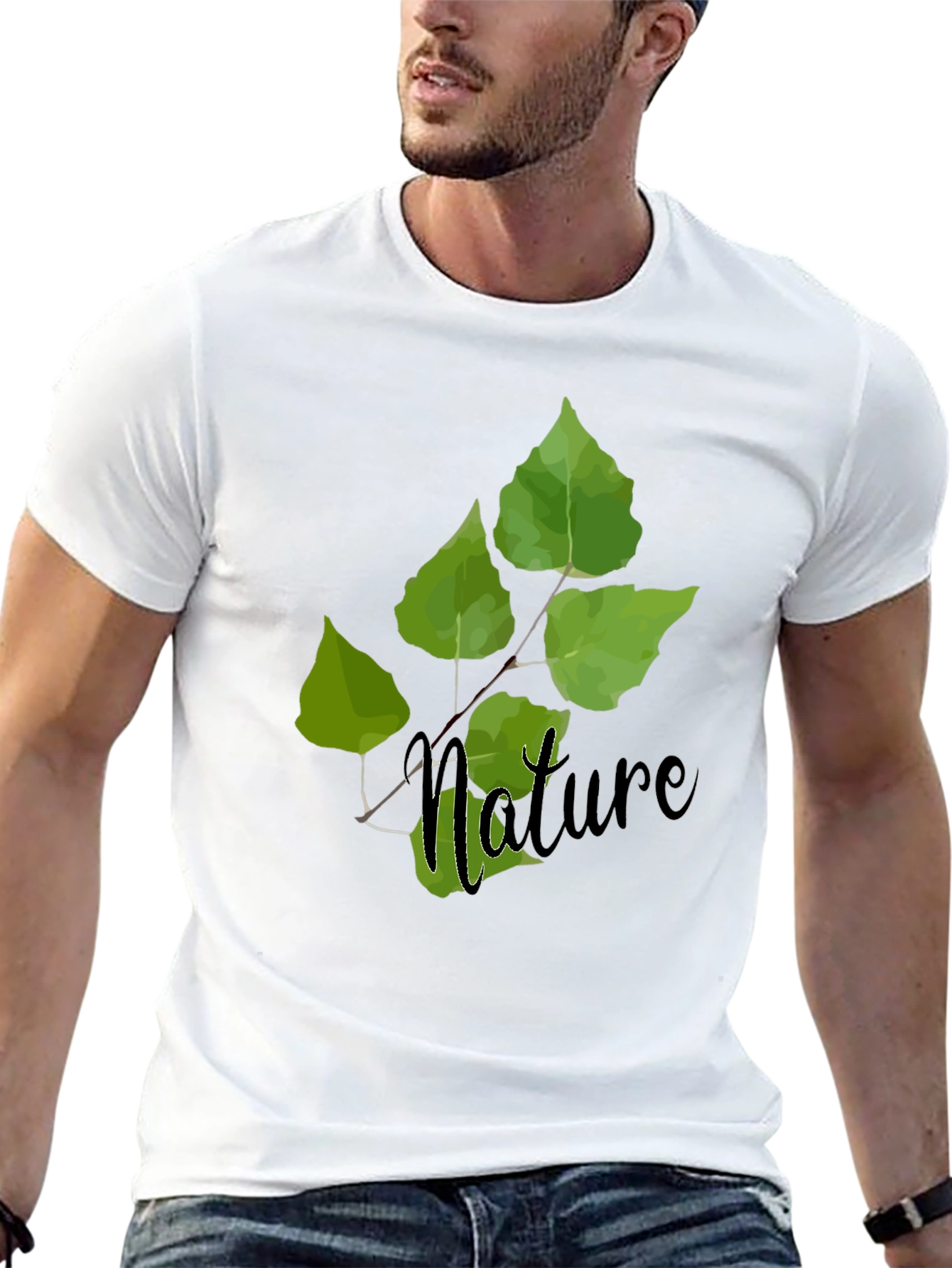 Nature Leaf Graphic Tee - Soft Cotton Blend T-Shirt