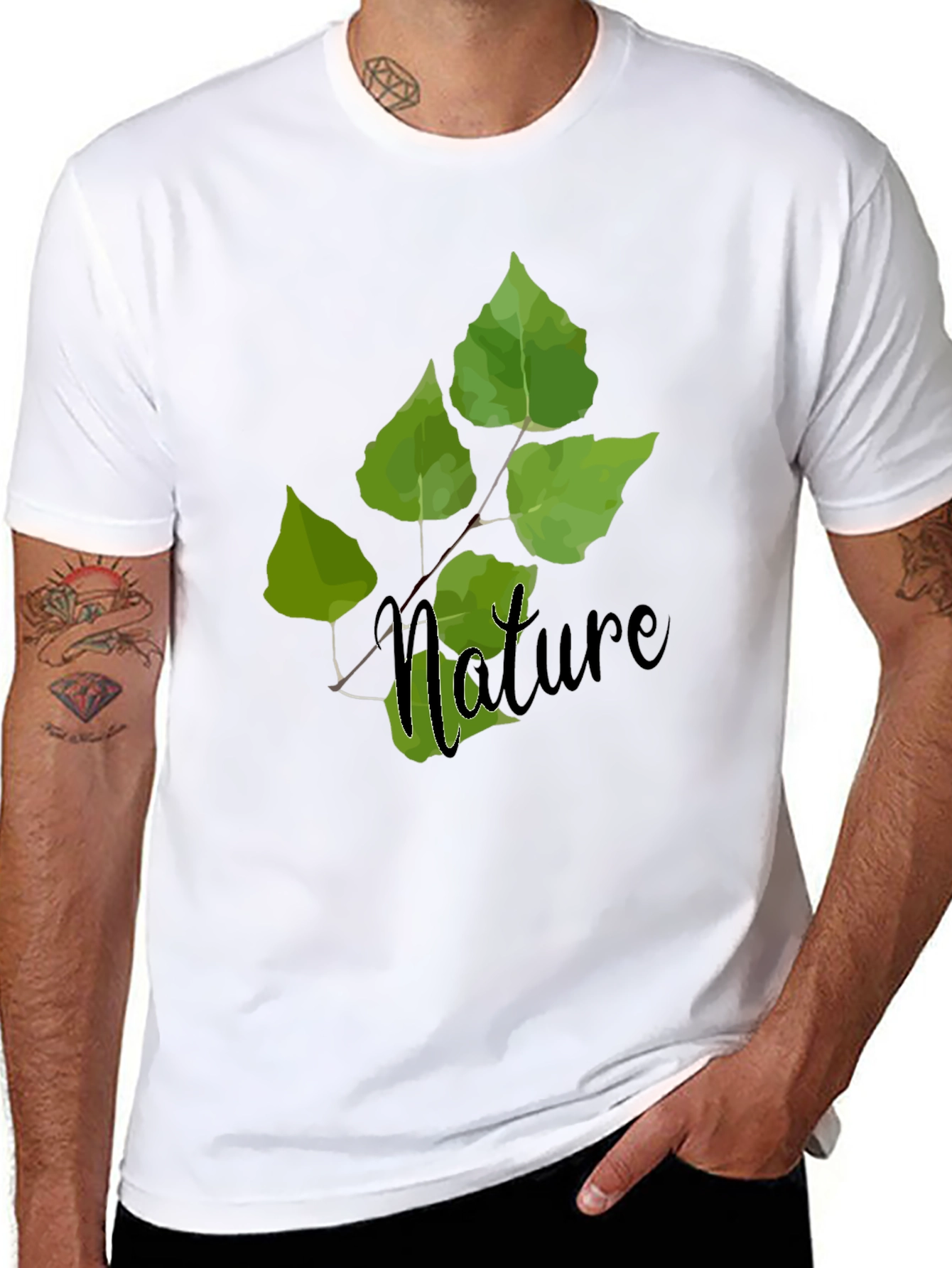 Nature Leaf Graphic Tee - Soft Cotton Blend T-Shirt