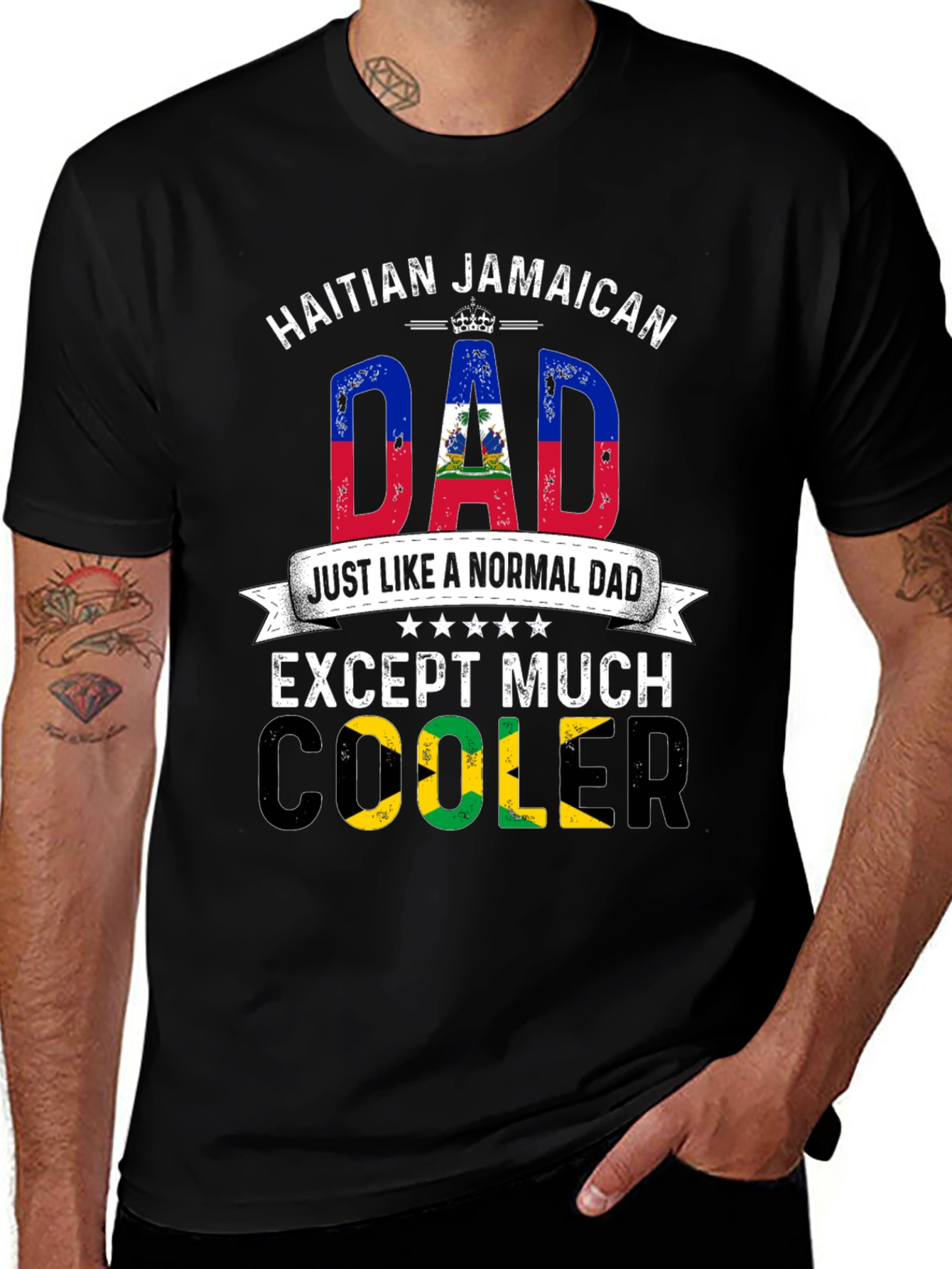 Haitian Jamaican Dad T-Shirt - Cool Fathers Day Gift