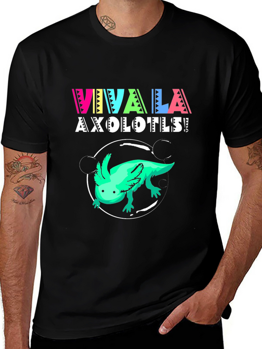 Viva La Axolotls! Black Graphic Print T-Shirt