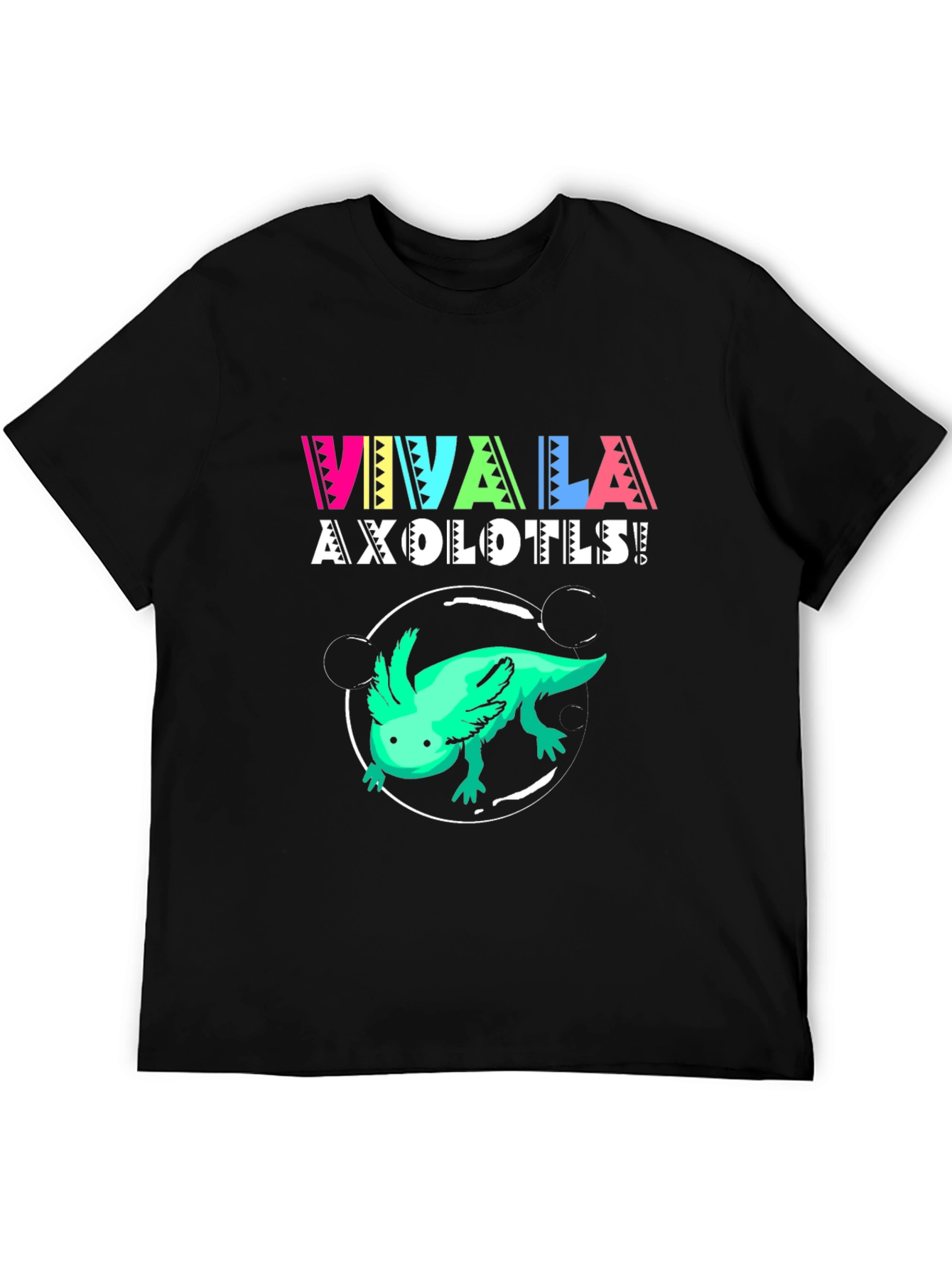 Viva La Axolotls! Black Graphic Print T-Shirt