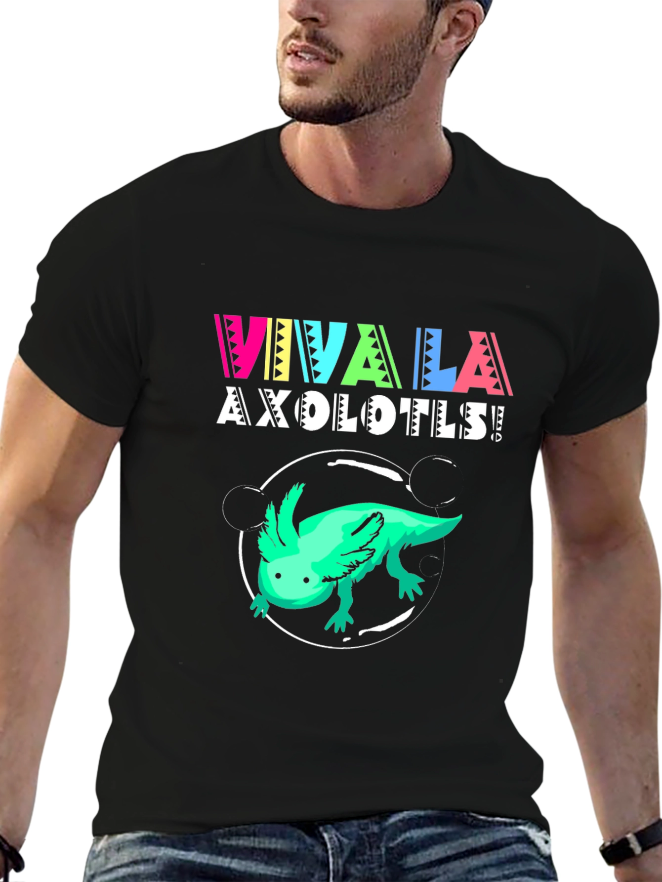 Viva La Axolotls! Black Graphic Print T-Shirt