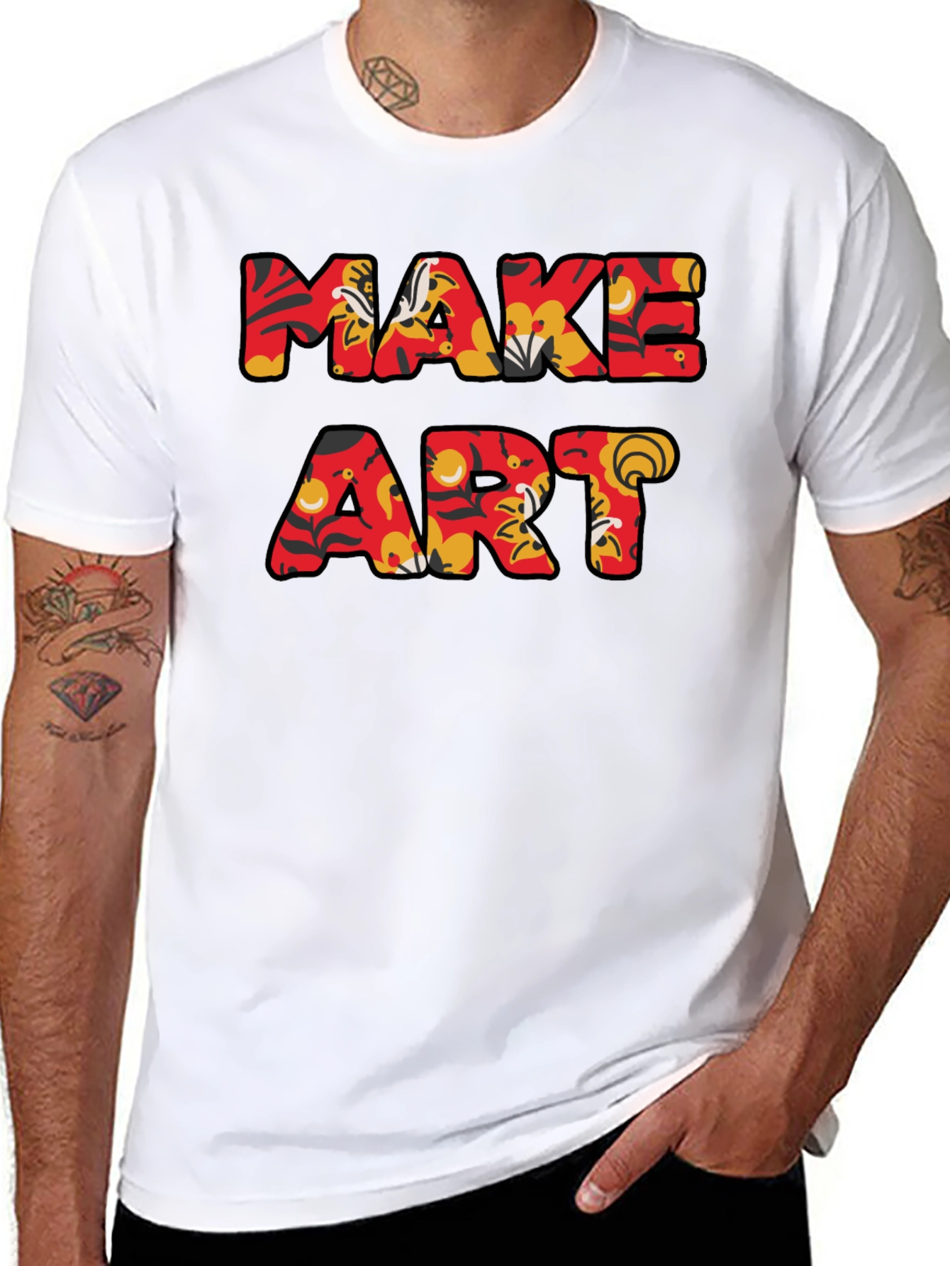 Make Art Graphic Tee - Floral Pattern Letters