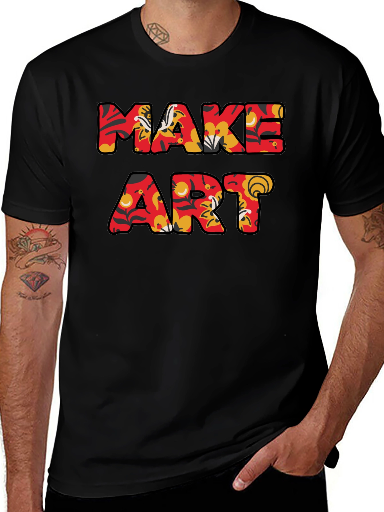 Make Art Graphic Tee - Floral Pattern Letters