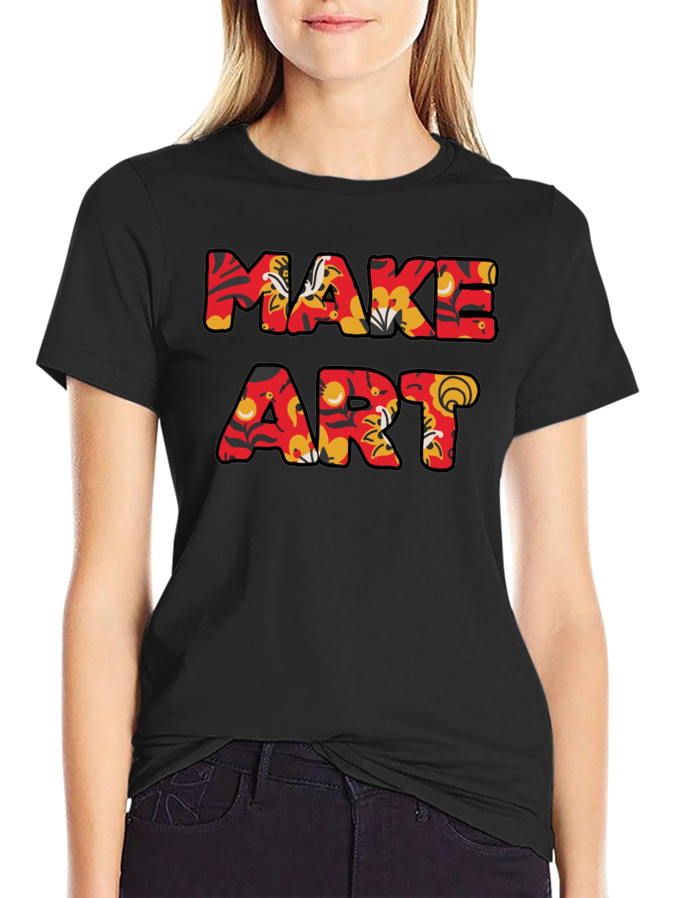 Make Art Graphic Tee - Floral Pattern Letters