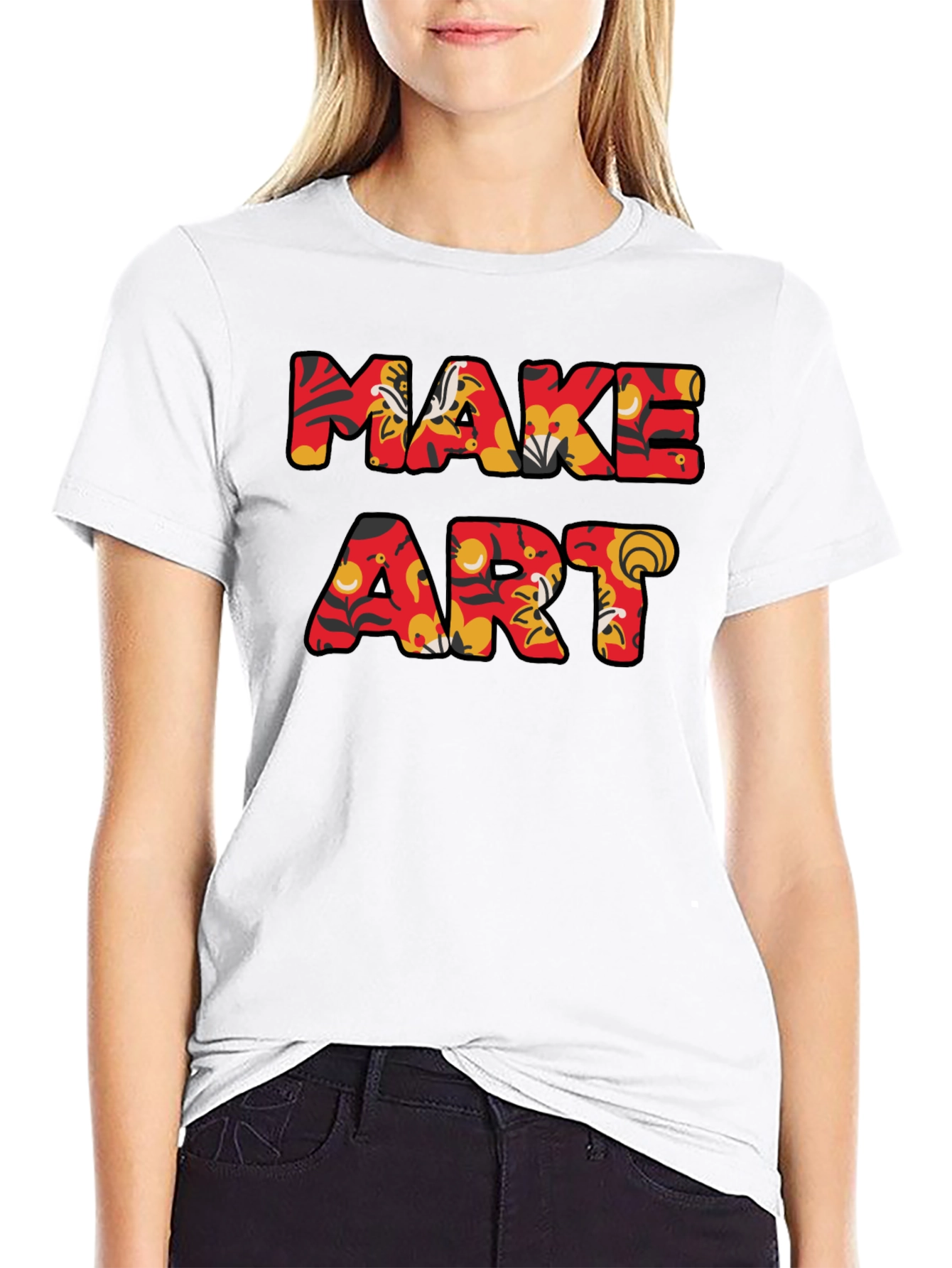 Make Art Graphic Tee - Floral Pattern Letters