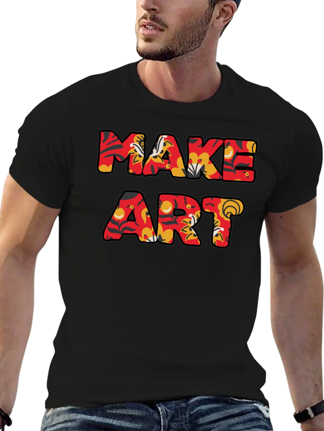 Make Art Graphic Tee - Floral Pattern Letters