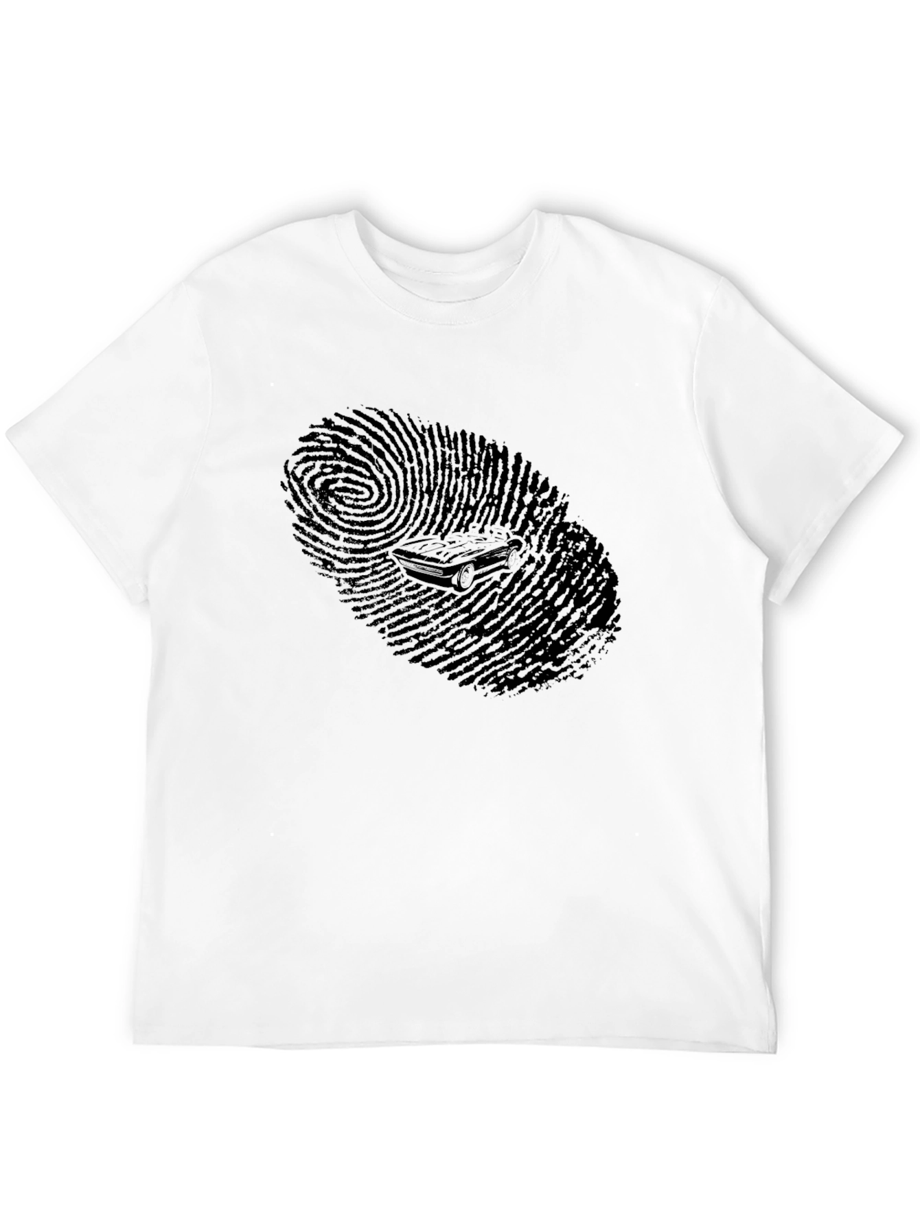 Cool Black Fingerprint Car Graphic T-Shirt