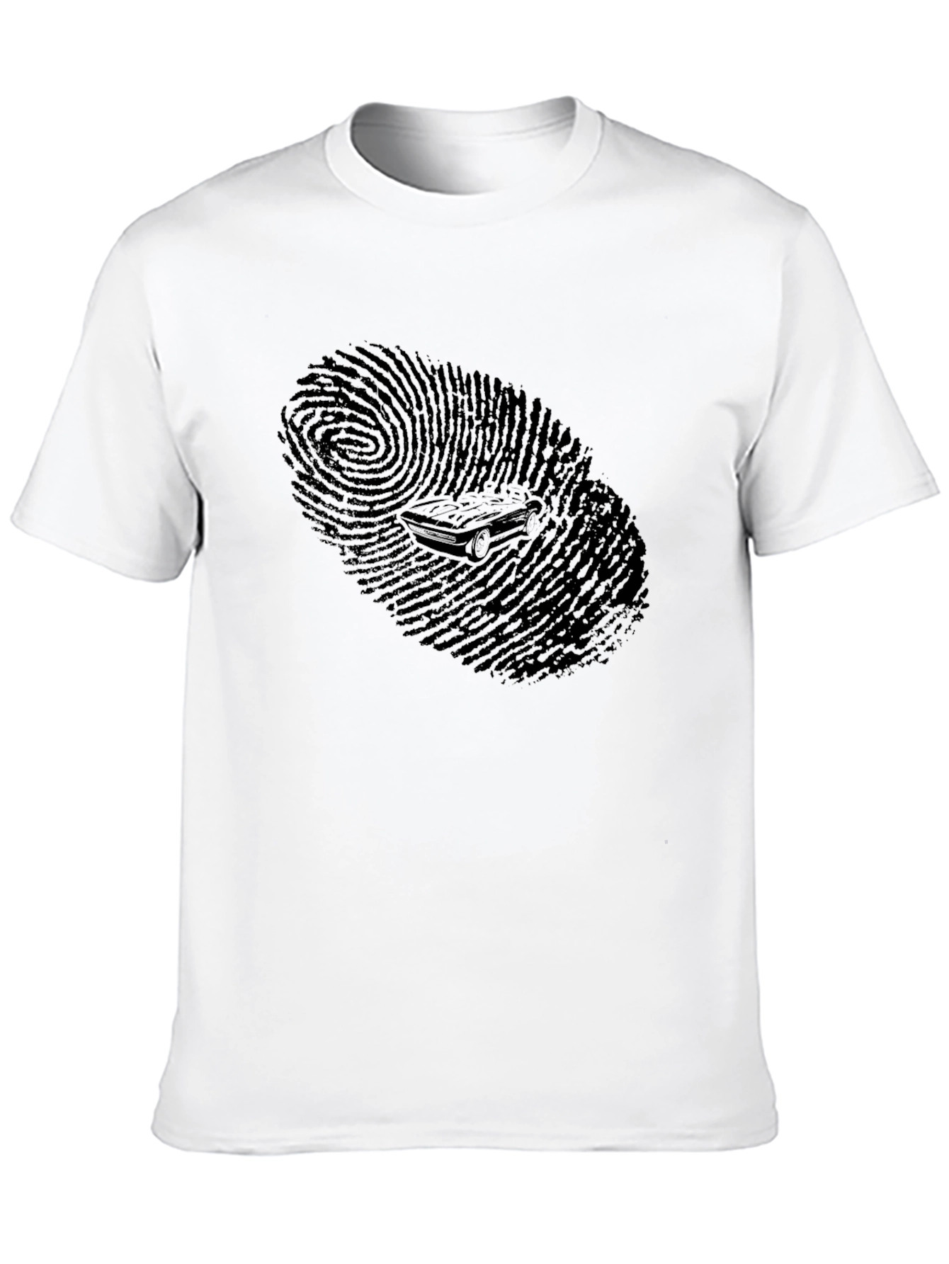 Cool Black Fingerprint Car Graphic T-Shirt