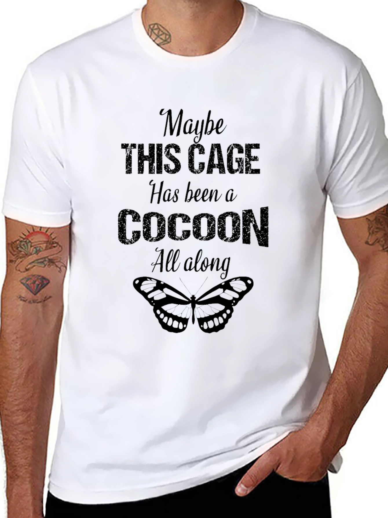 Maybe This Cage T-Shirt - Cocoon Butterfly