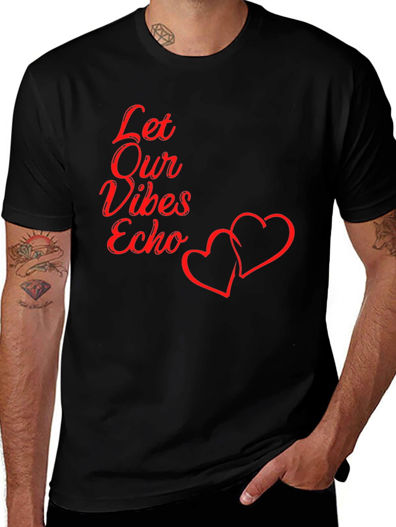 Let Our Vibes Echo Graphic Tee - Black