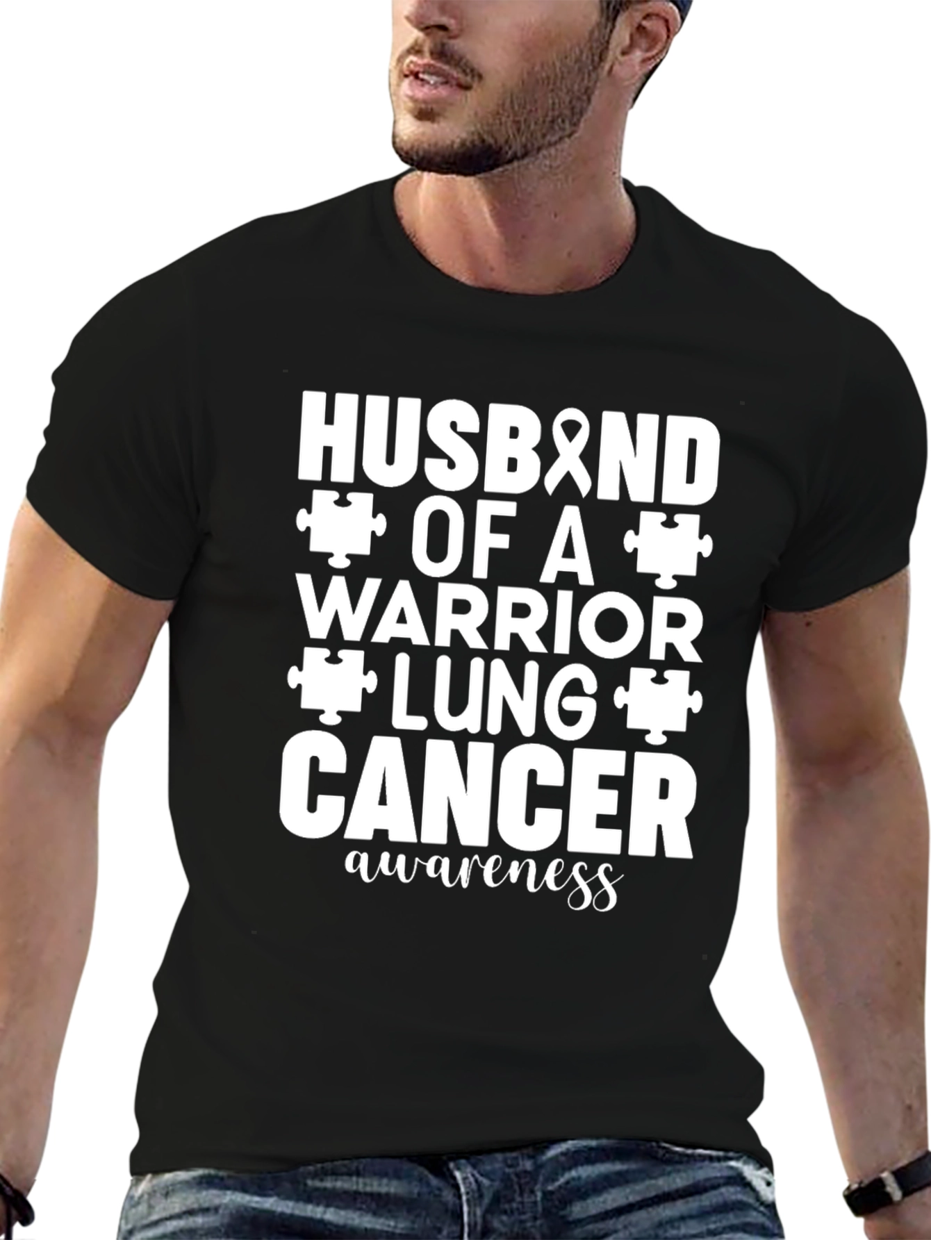 Husband of a Lung Cancer Warrior Awareness T-Shirt