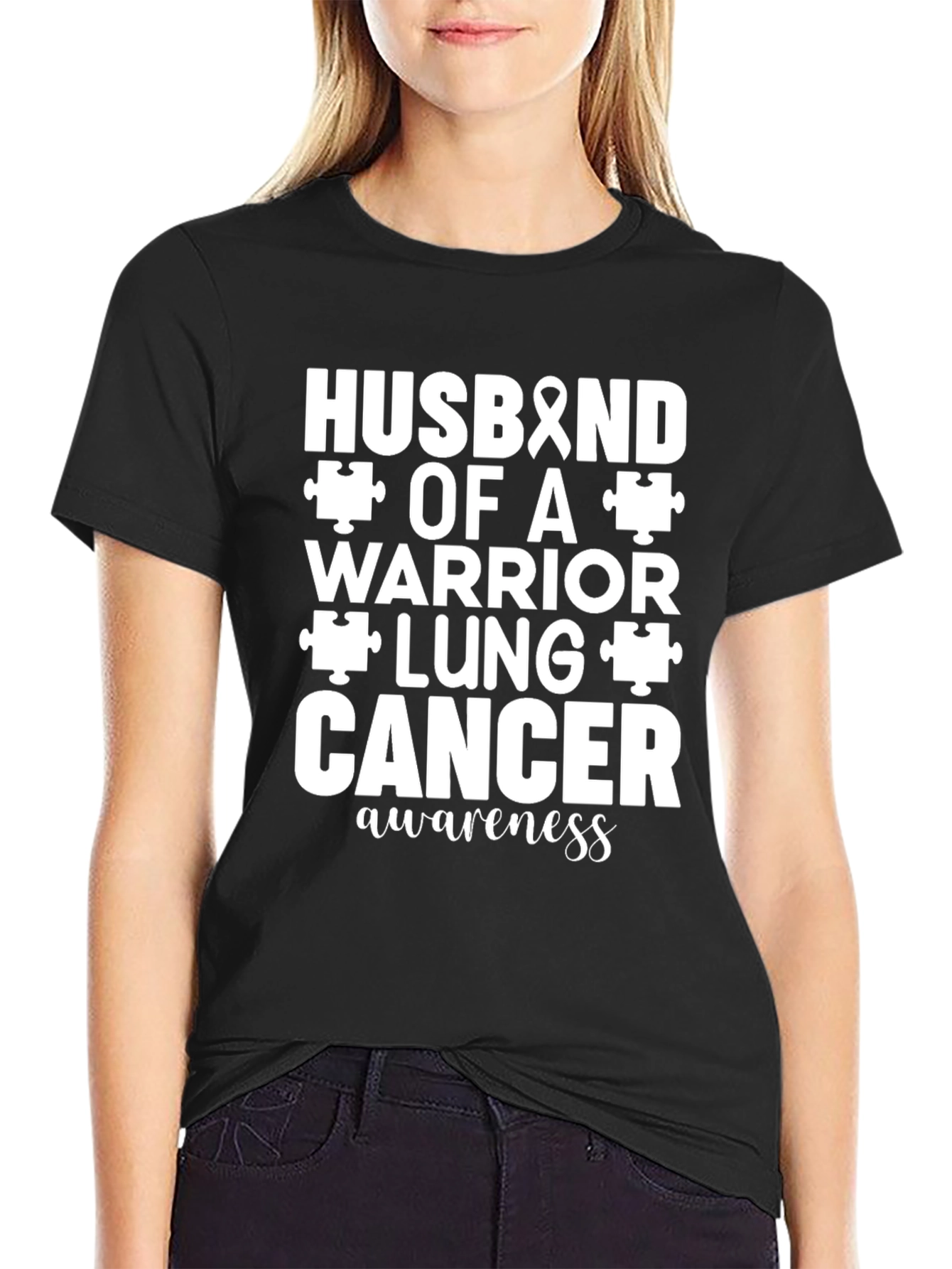 Husband of a Lung Cancer Warrior Awareness T-Shirt