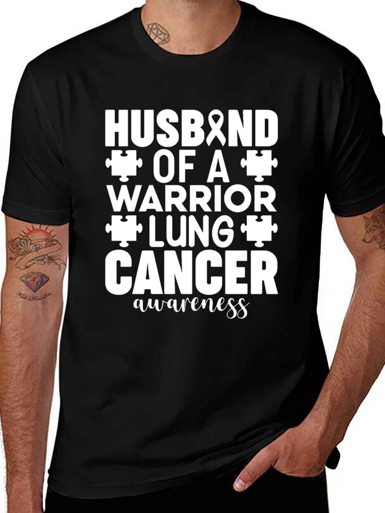 Husband of a Lung Cancer Warrior Awareness T-Shirt