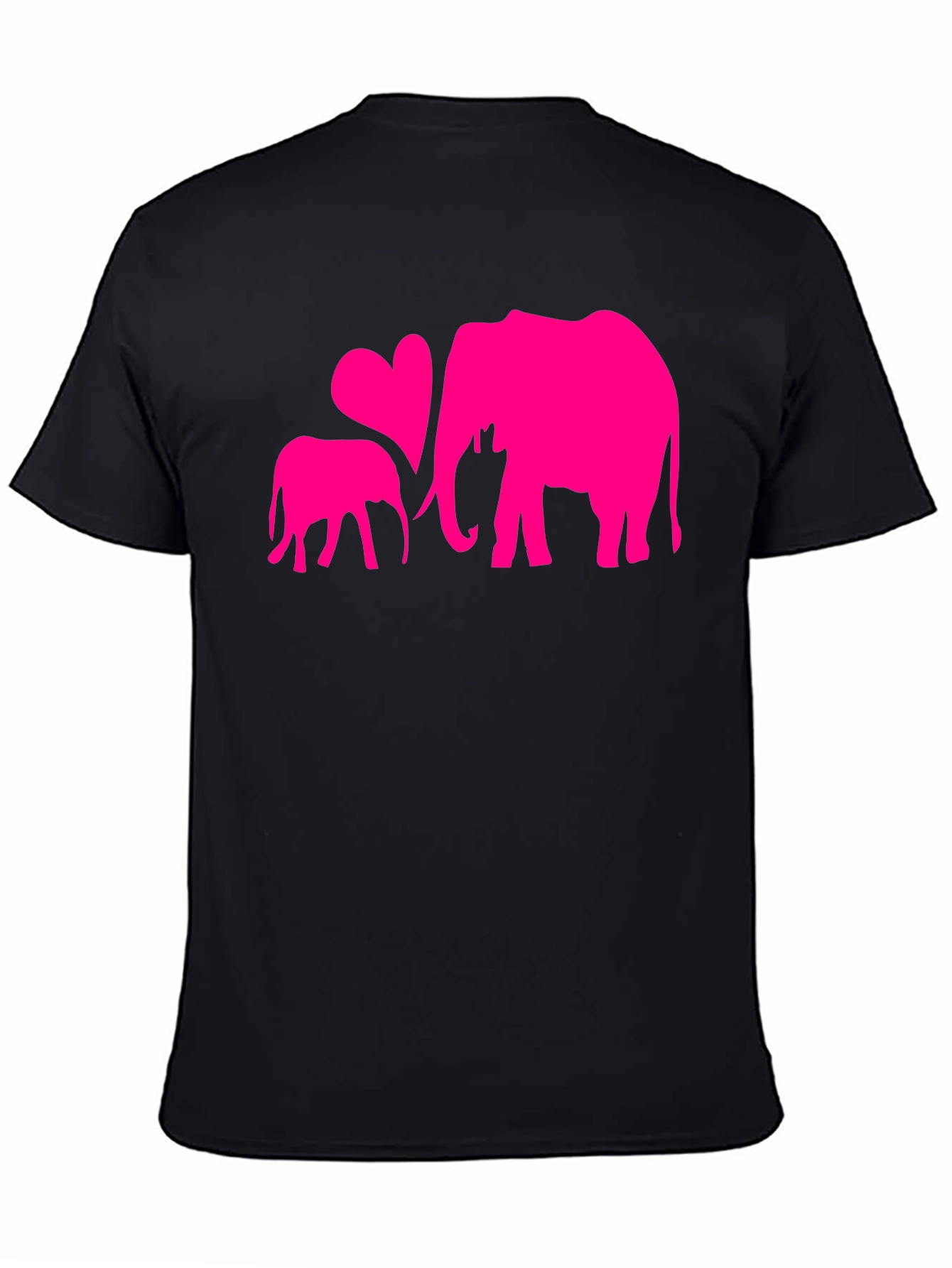 Elephant Mom and Baby Heart Graphic T-Shirt