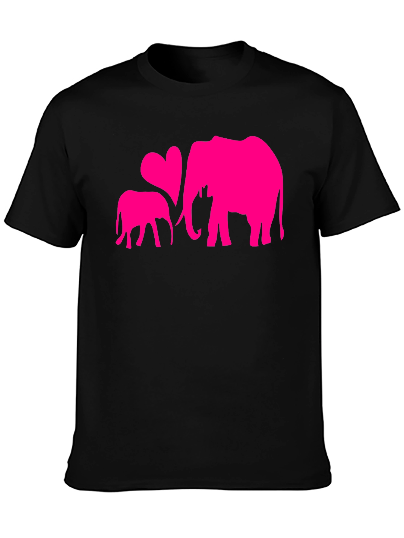 Elephant Mom and Baby Heart Graphic T-Shirt