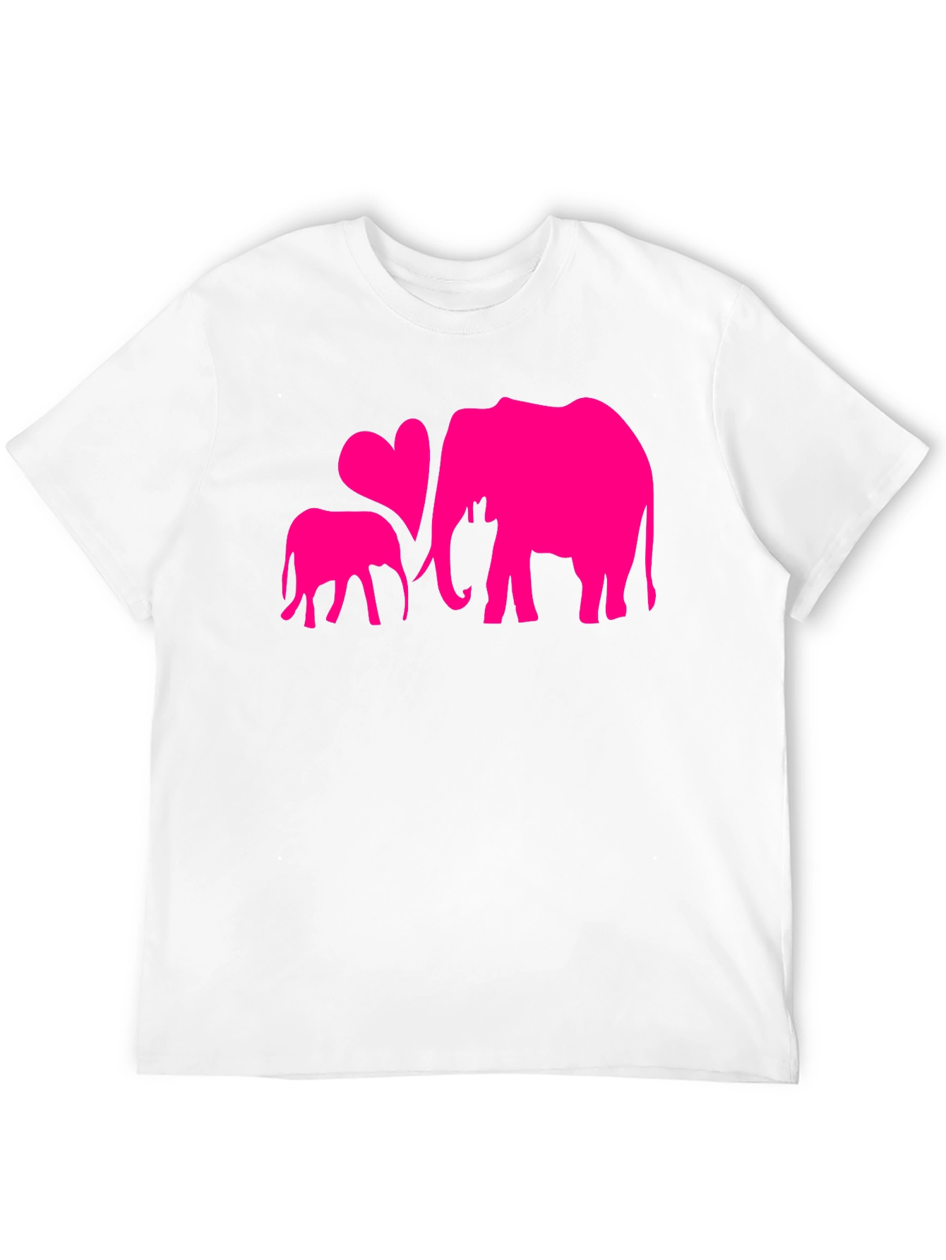 Elephant Mom and Baby Heart Graphic T-Shirt