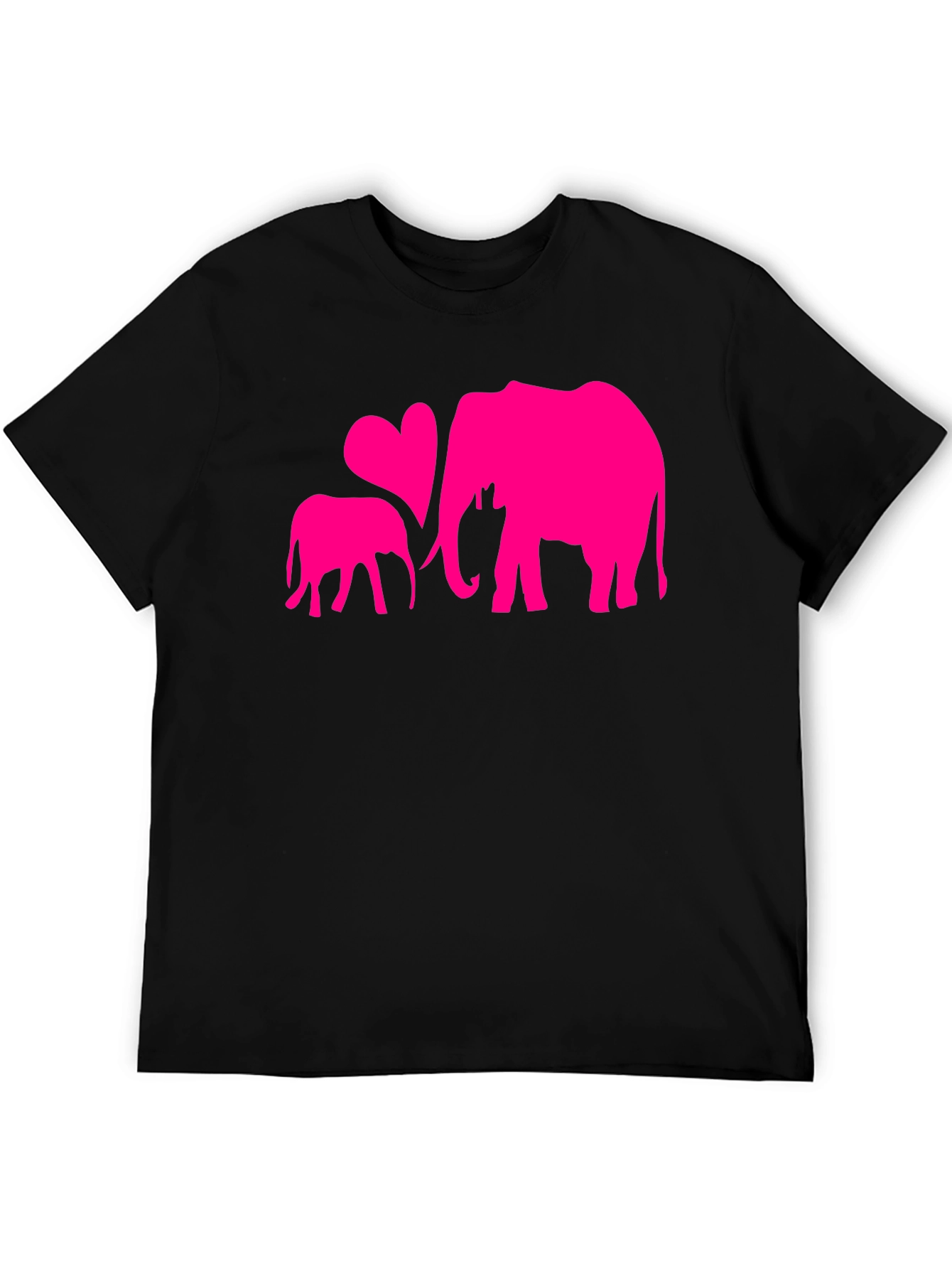 Elephant Mom and Baby Heart Graphic T-Shirt