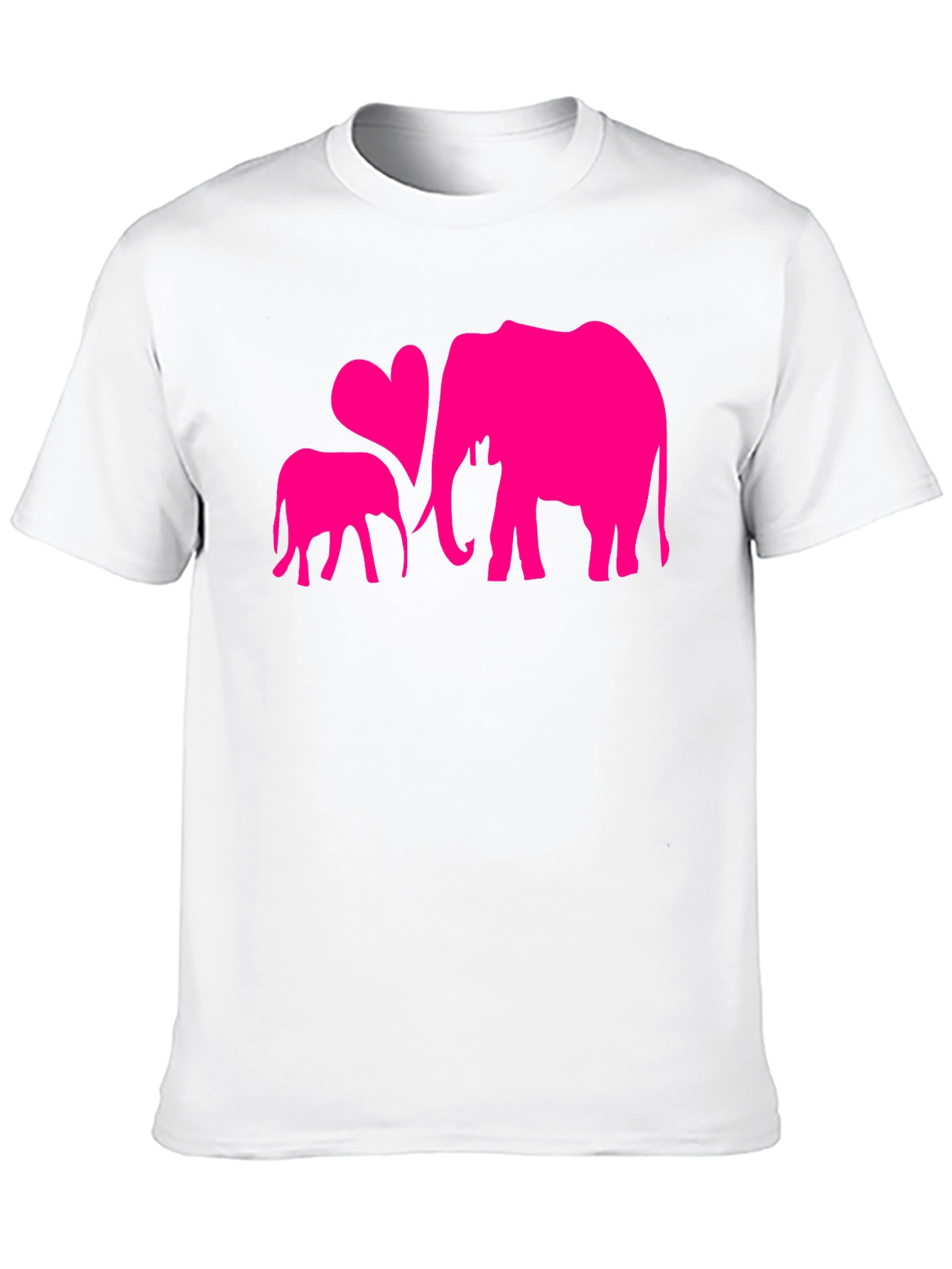 Elephant Mom and Baby Heart Graphic T-Shirt