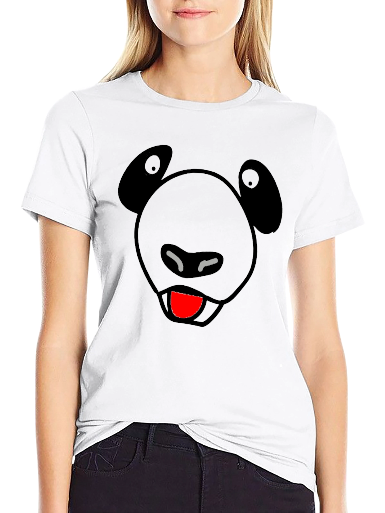 Funny Panda Face Black Graphic Tee