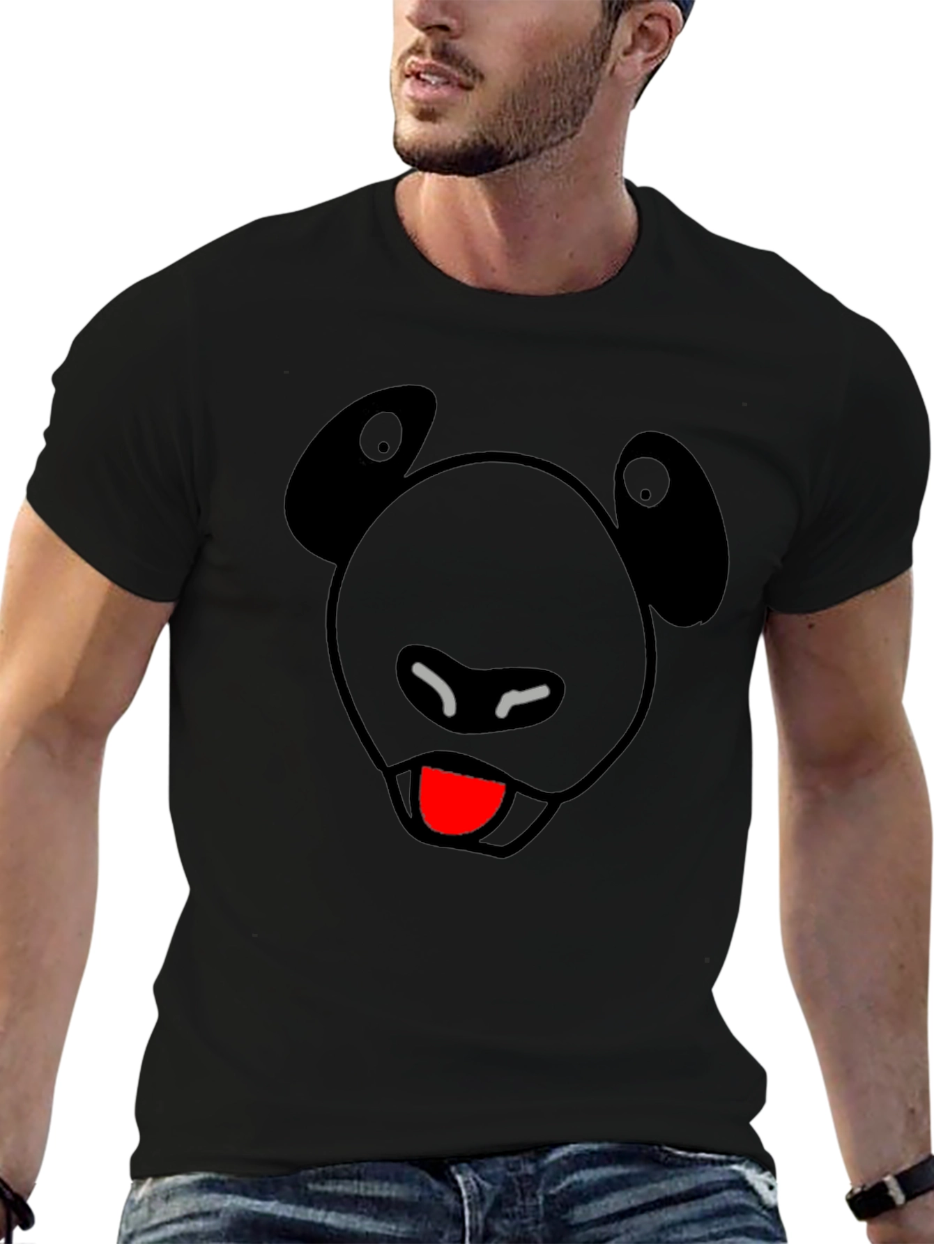 Funny Panda Face Black Graphic Tee