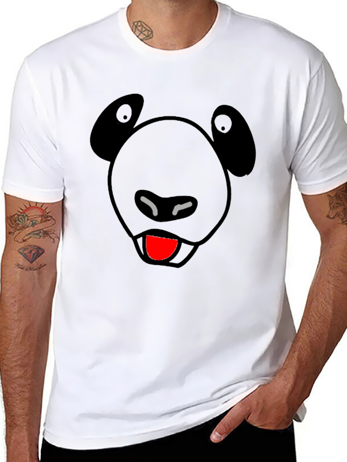 Funny Panda Face Black Graphic Tee