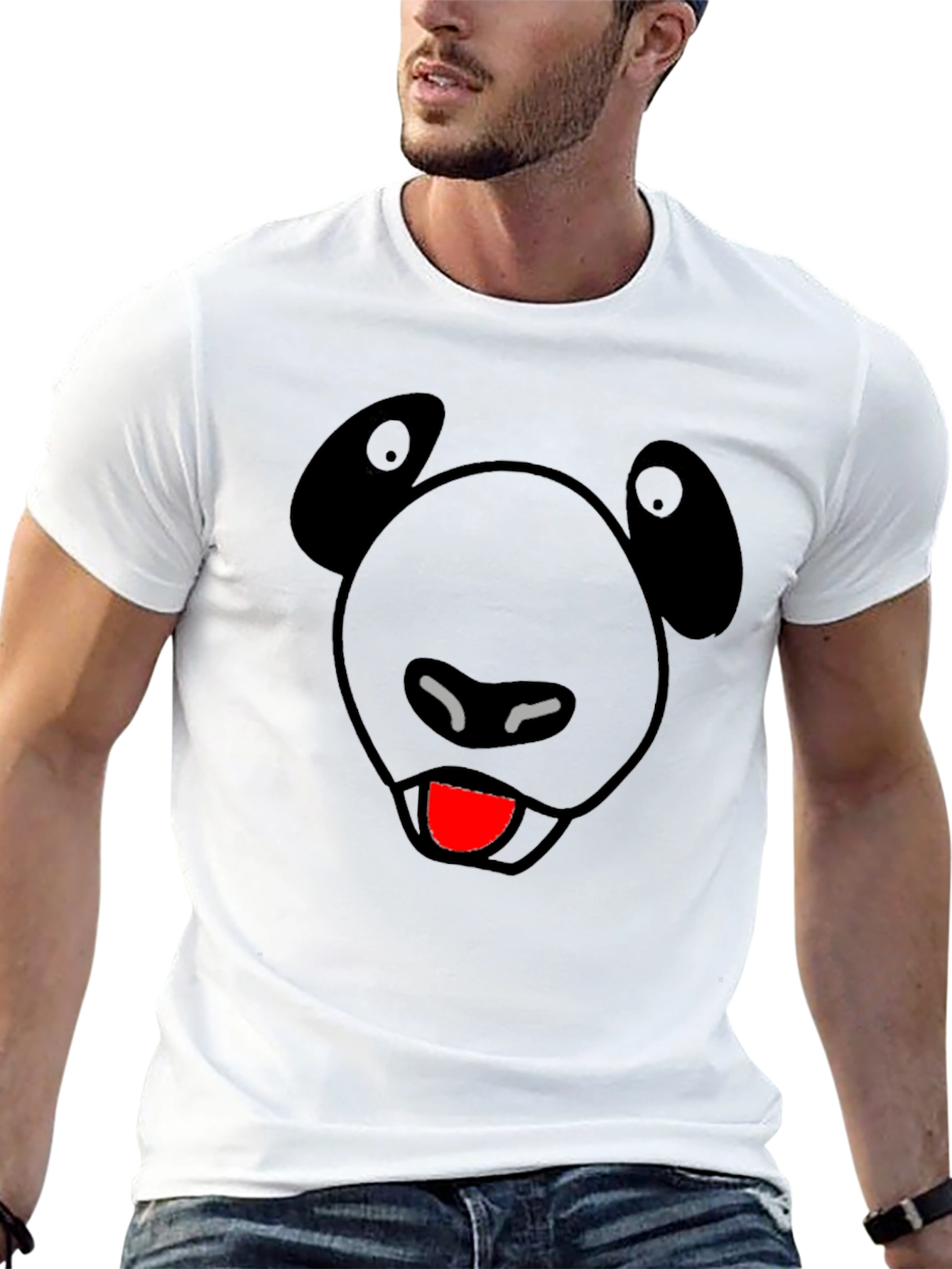 Funny Panda Face Black Graphic Tee