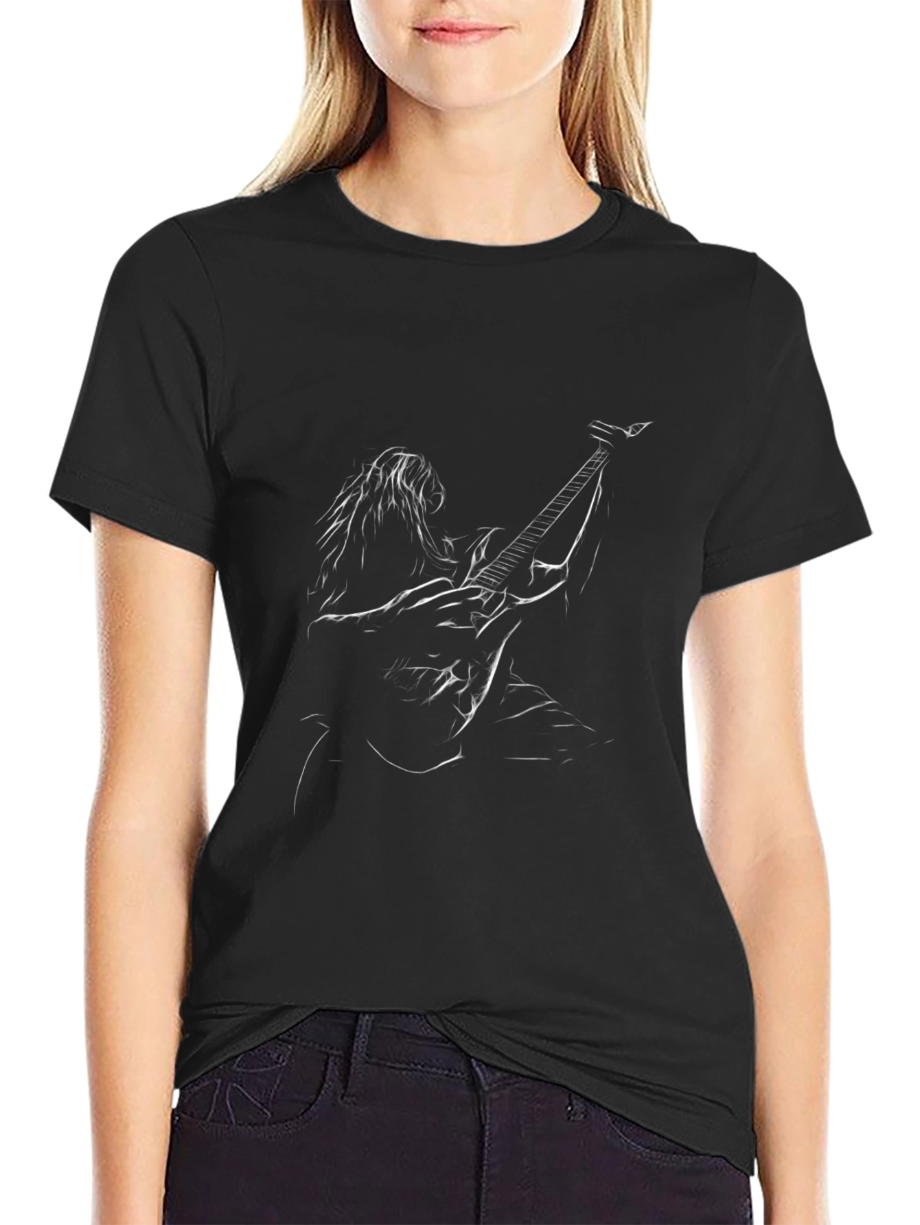 Guitarist Graphic Tee - Black Cotton Blend