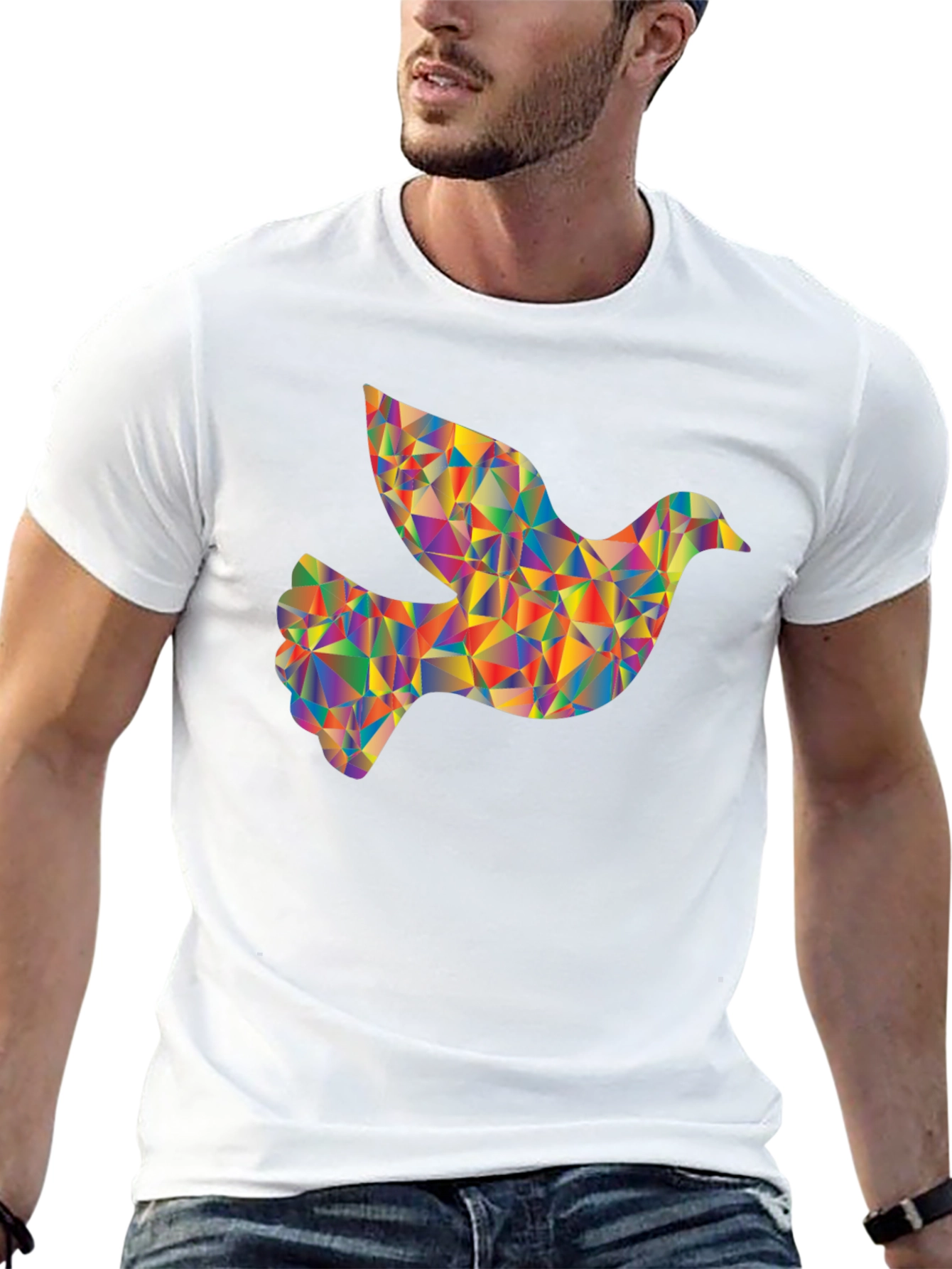 Geometric Dove Graphic T-Shirt